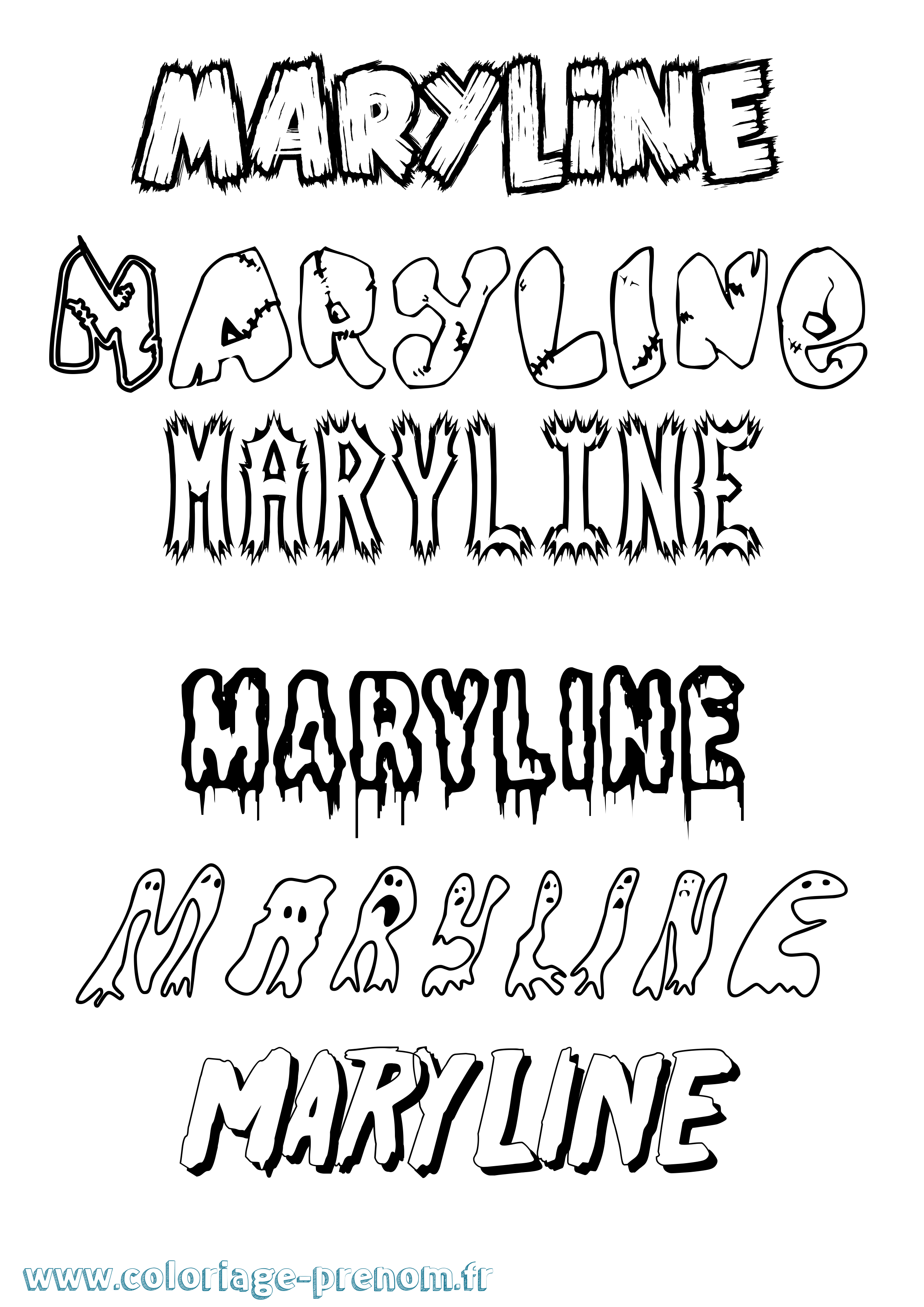 Coloriage prénom Maryline Frisson