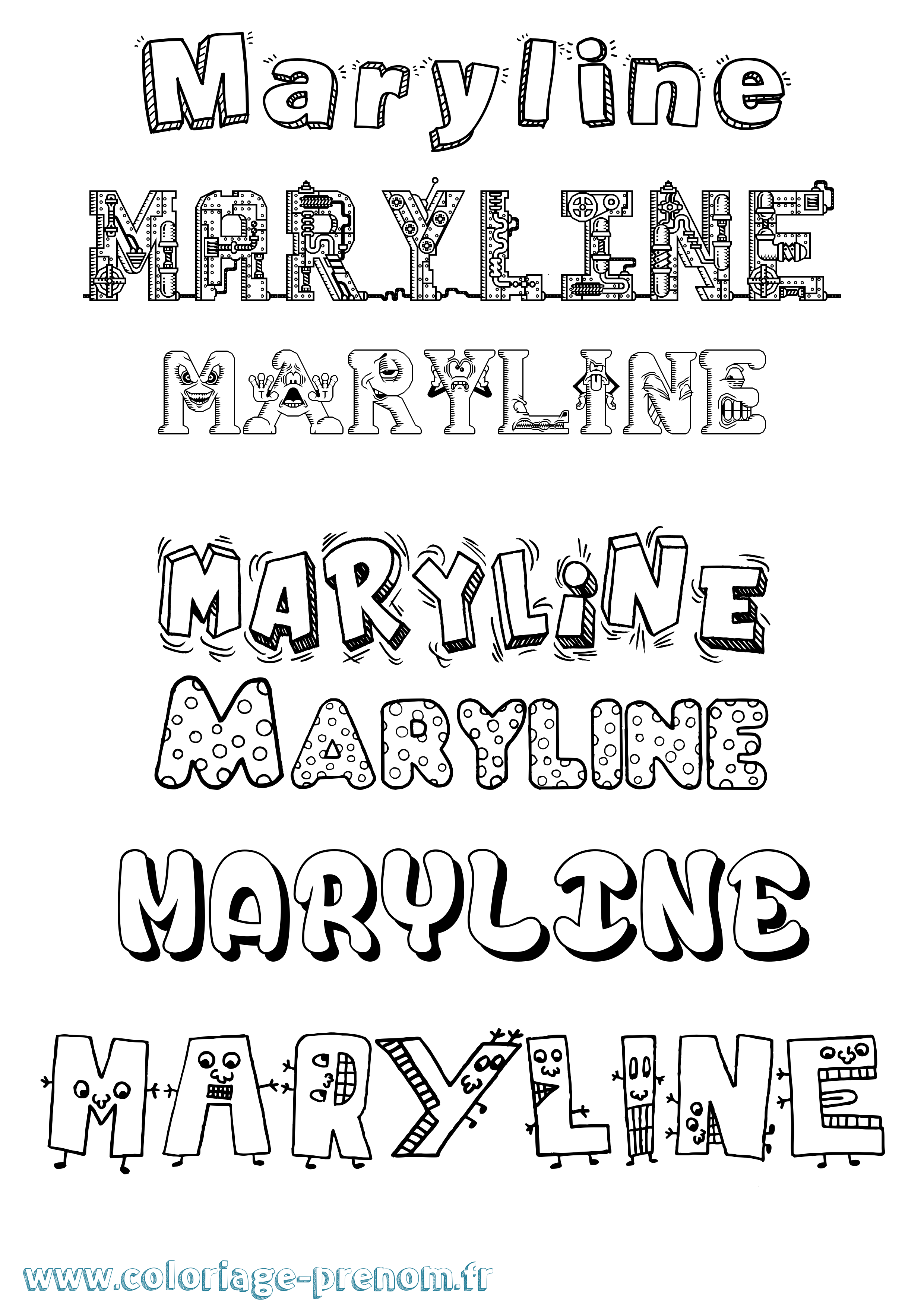 Coloriage prénom Maryline Fun