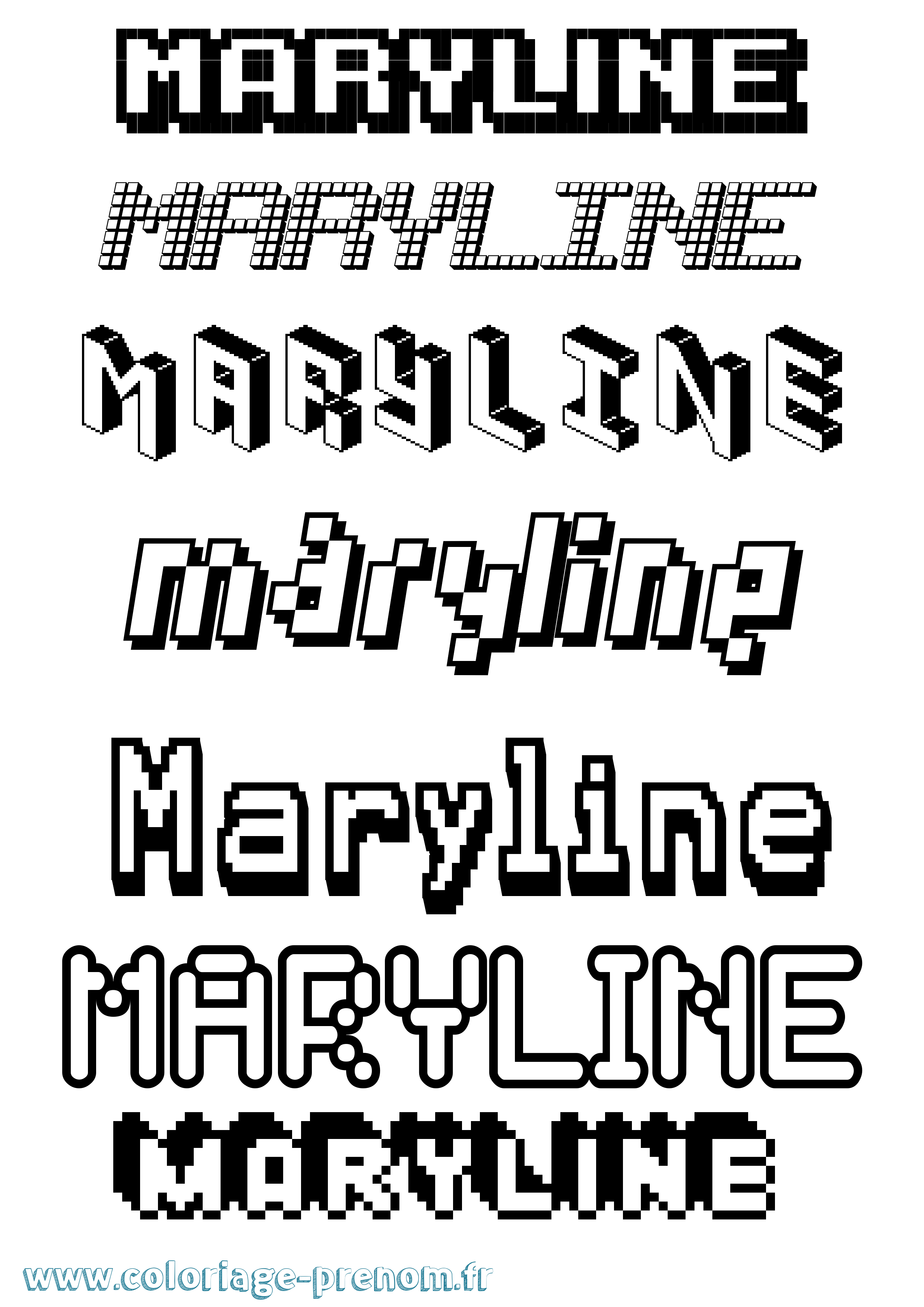 Coloriage prénom Maryline Pixel
