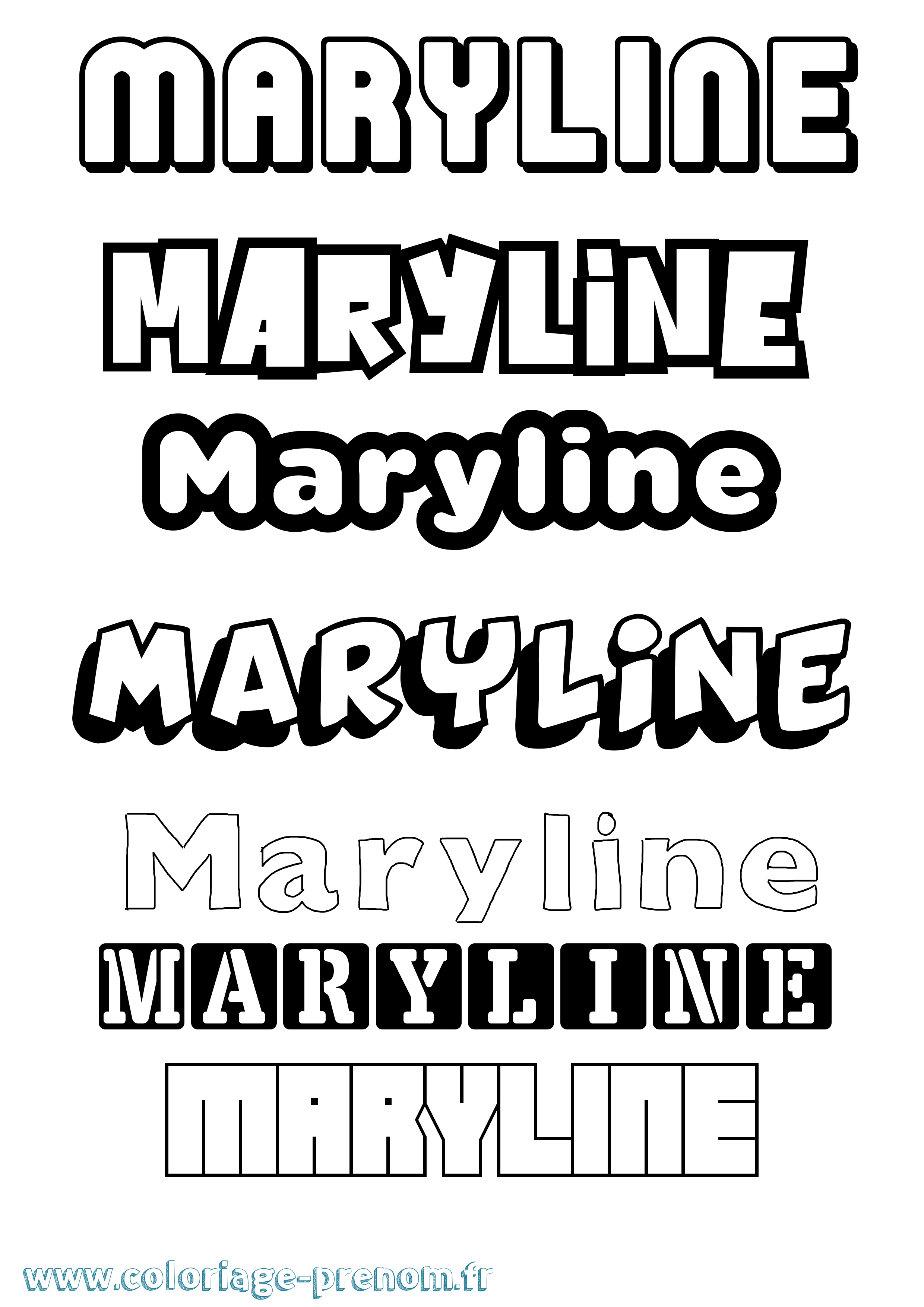 Coloriage prénom Maryline Simple