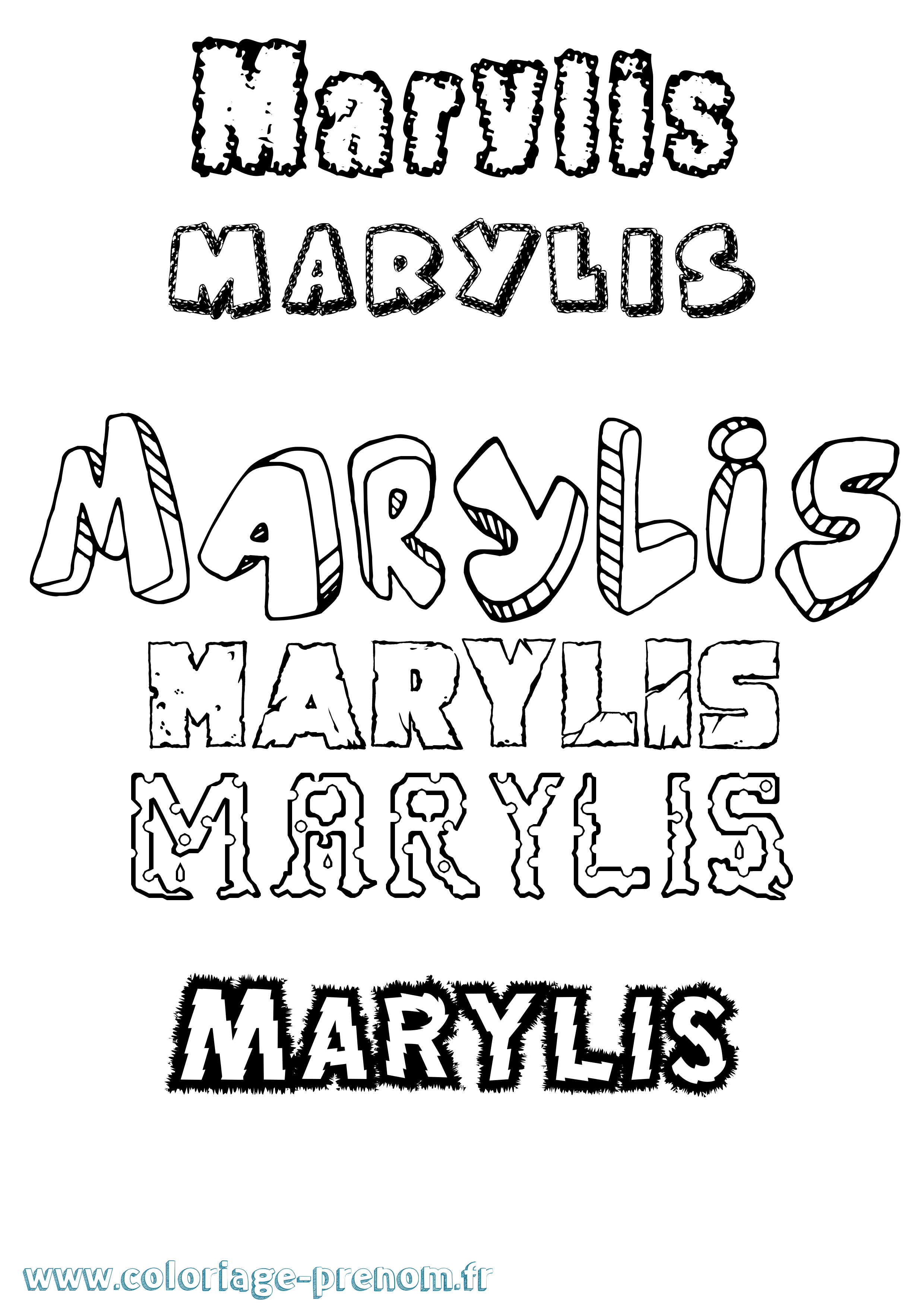 Coloriage prénom Marylis Destructuré