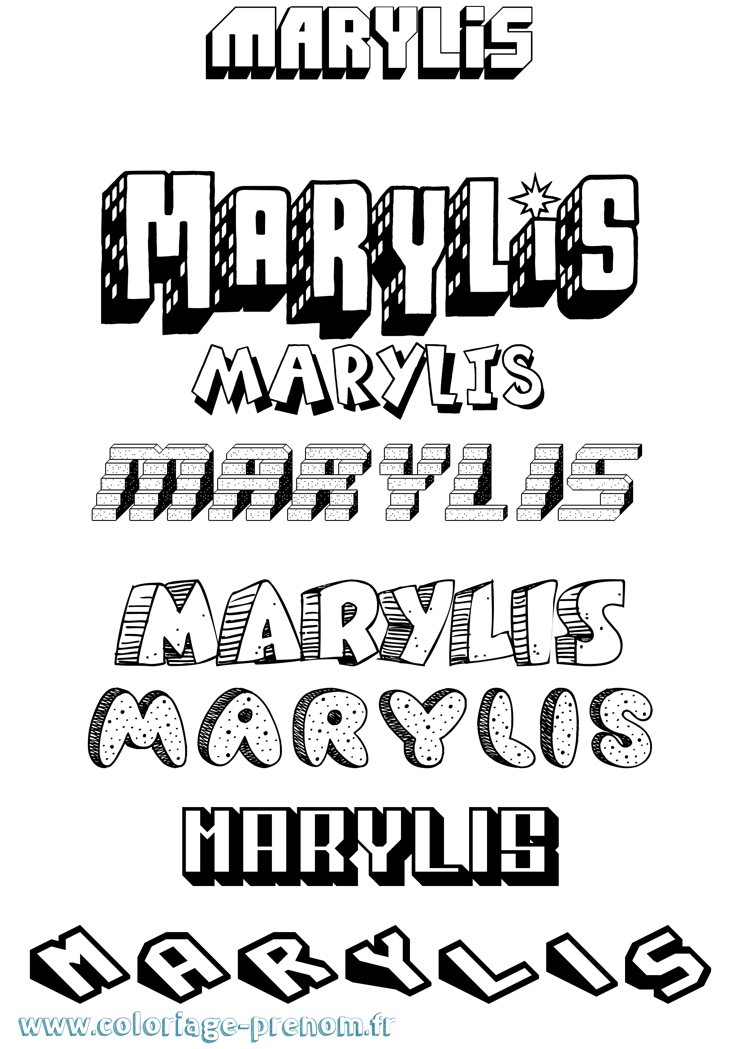 Coloriage prénom Marylis Effet 3D
