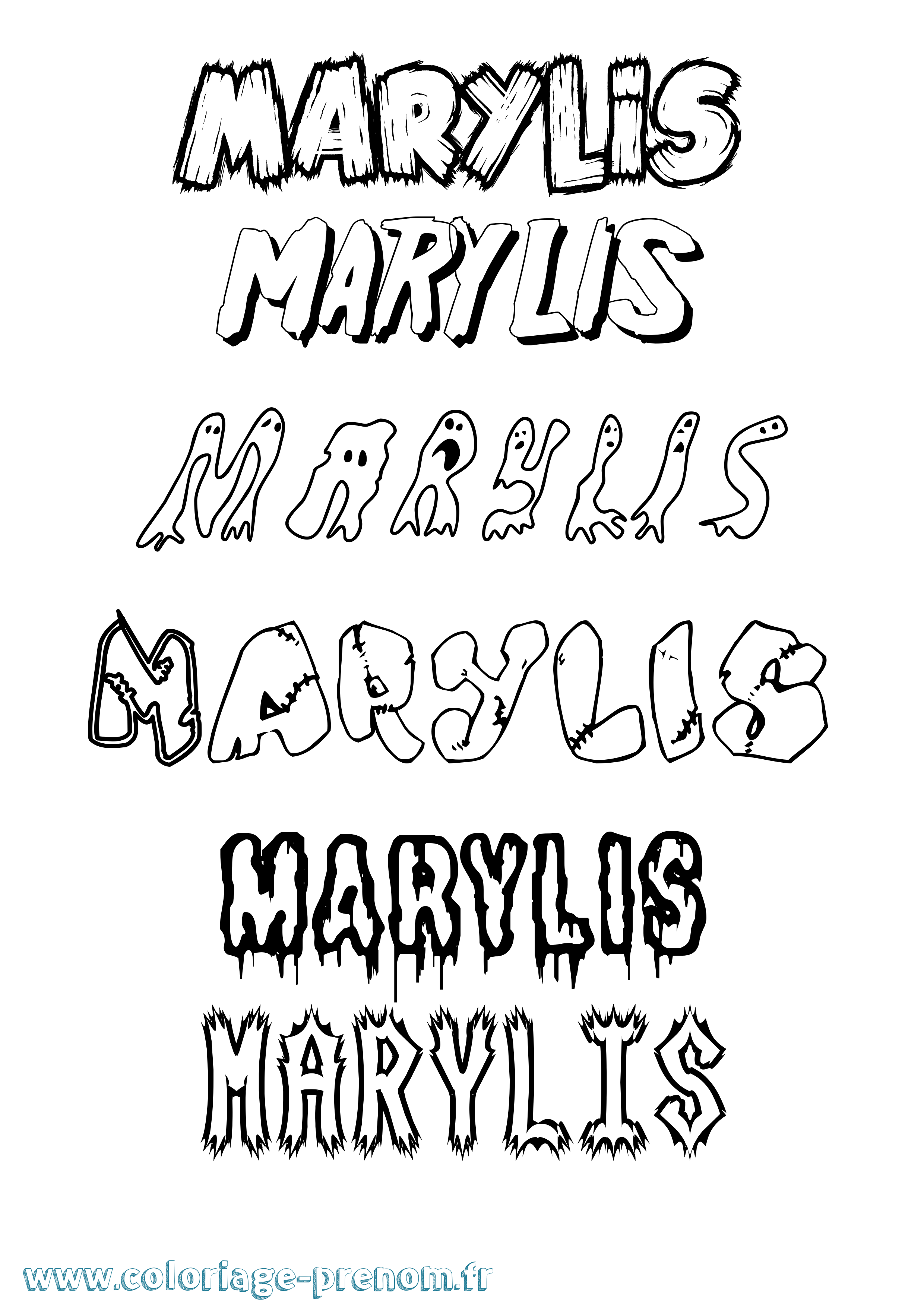 Coloriage prénom Marylis Frisson