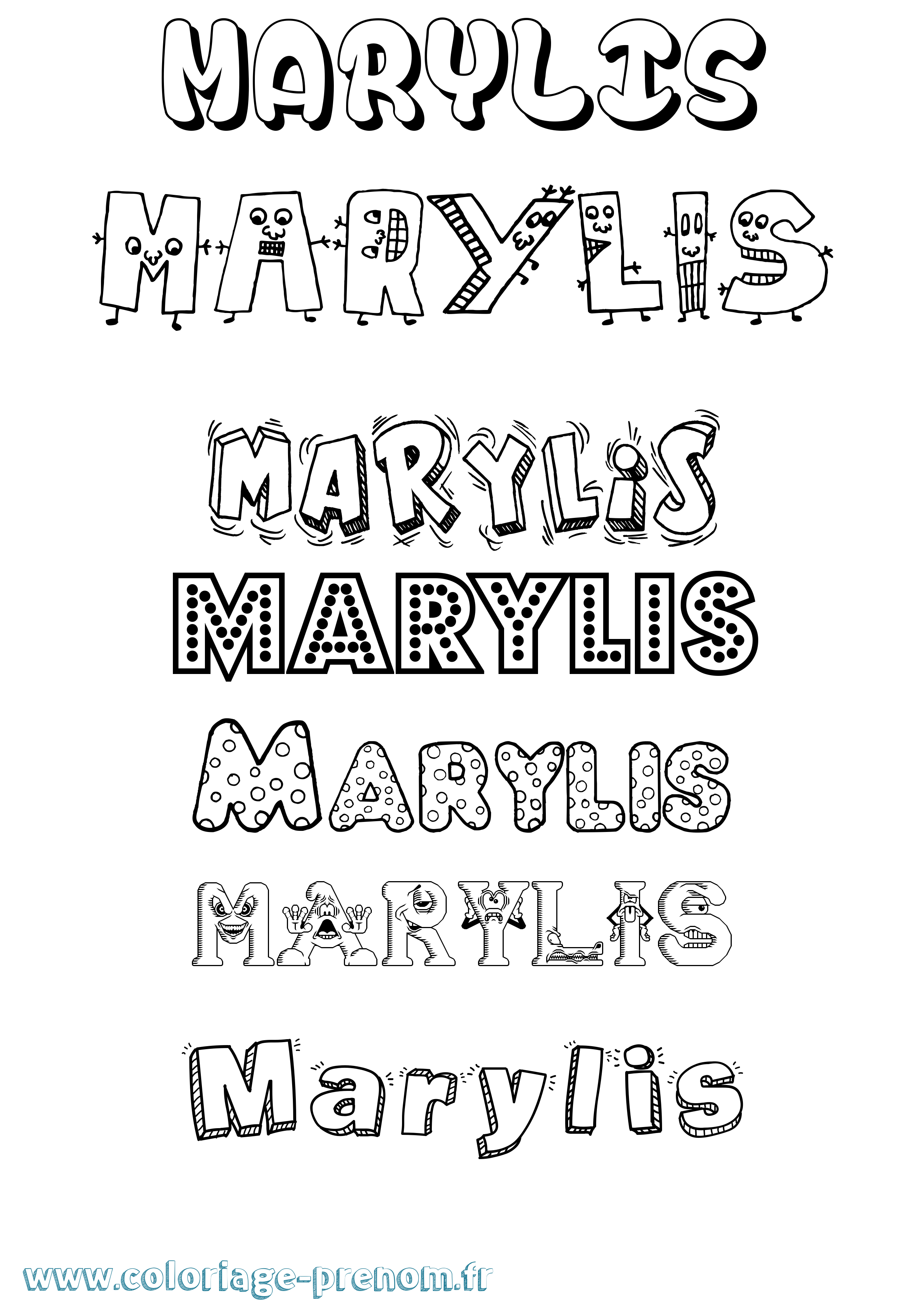 Coloriage prénom Marylis Fun