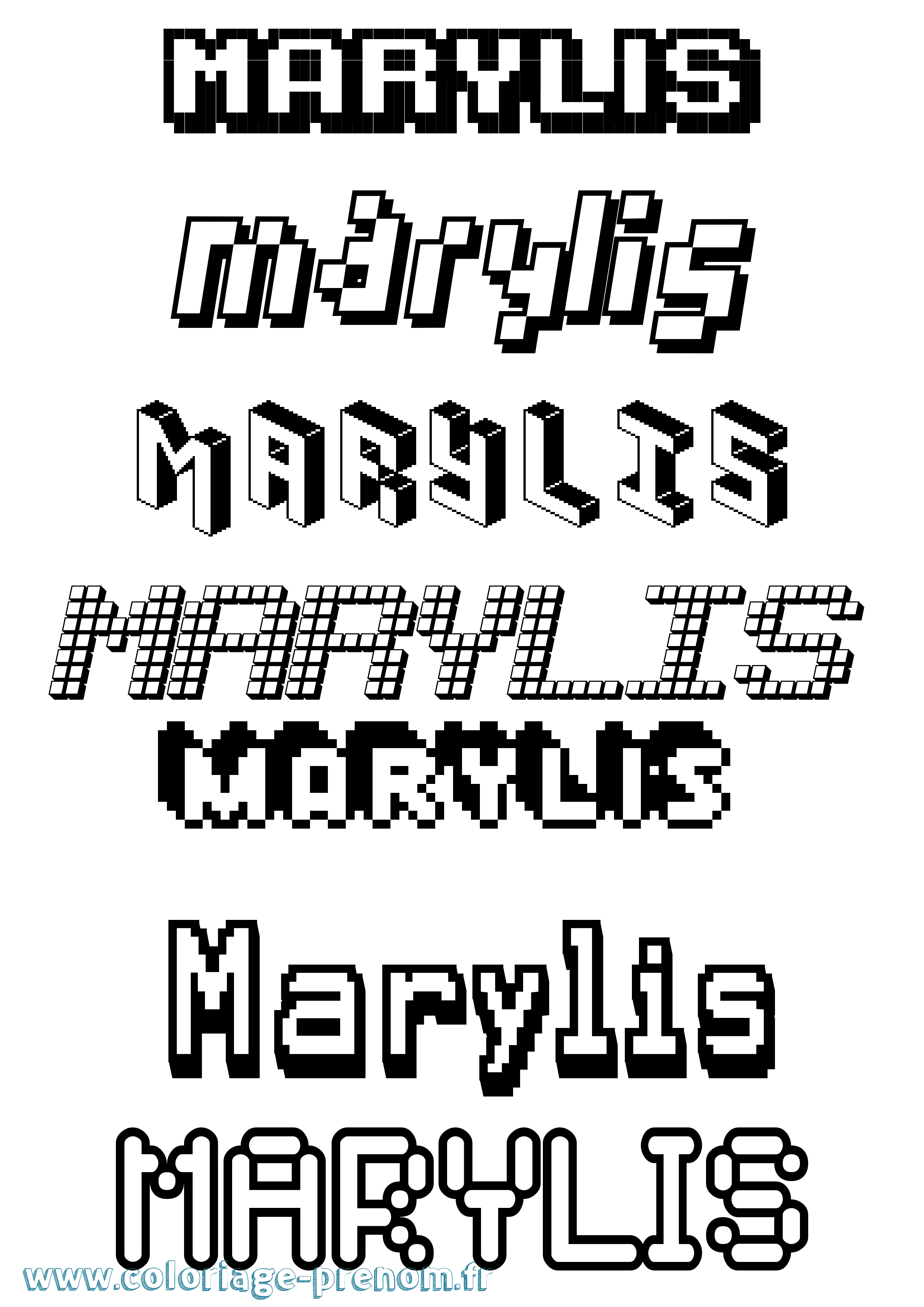 Coloriage prénom Marylis Pixel