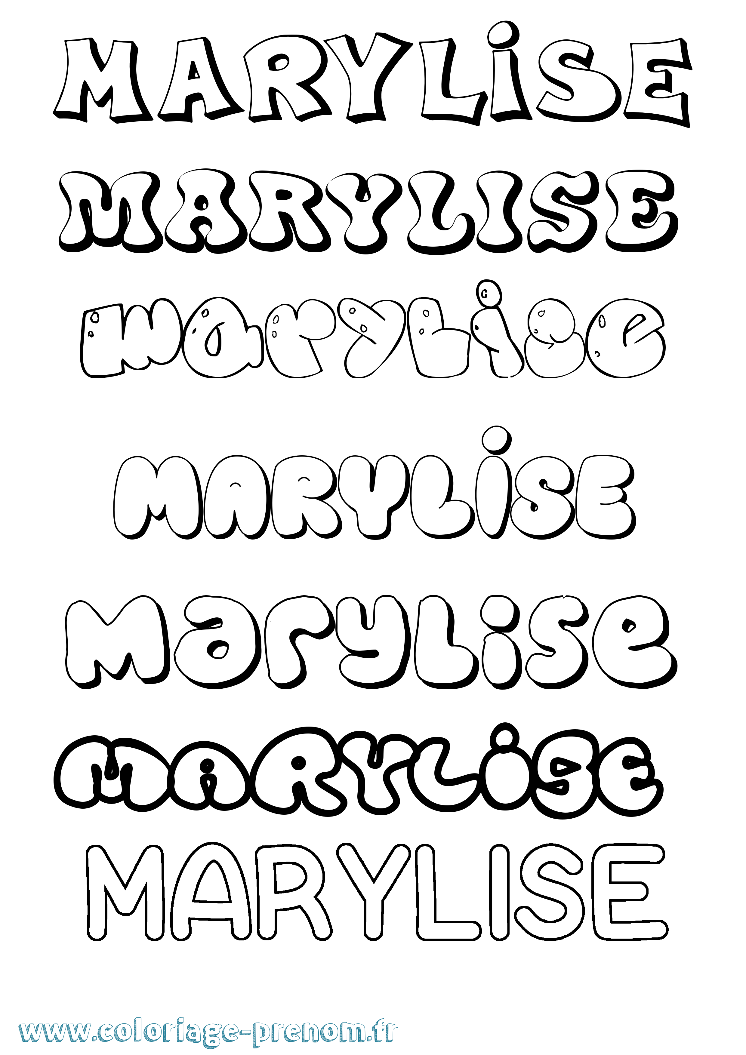 Coloriage prénom Marylise Bubble