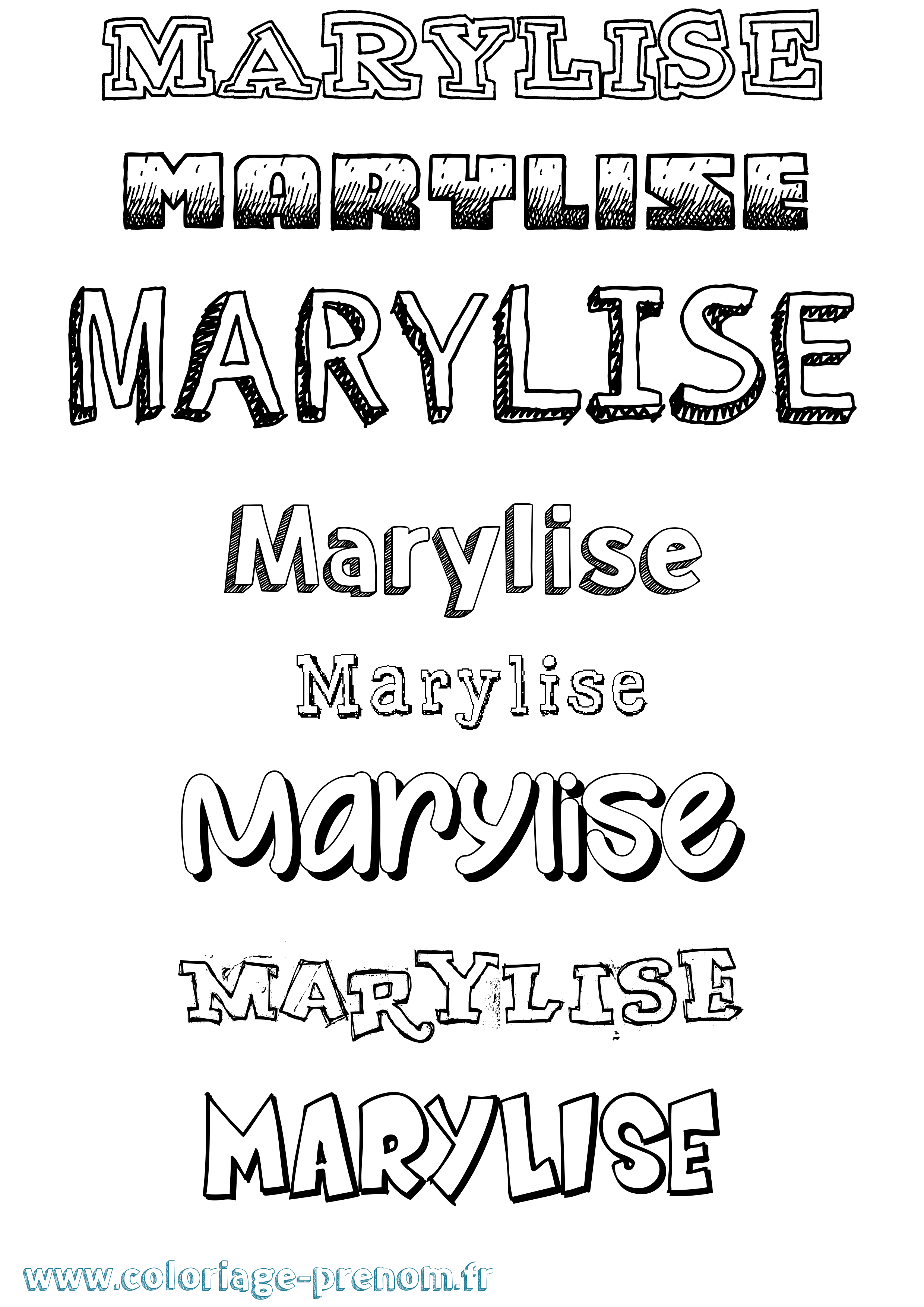 Coloriage prénom Marylise Dessiné