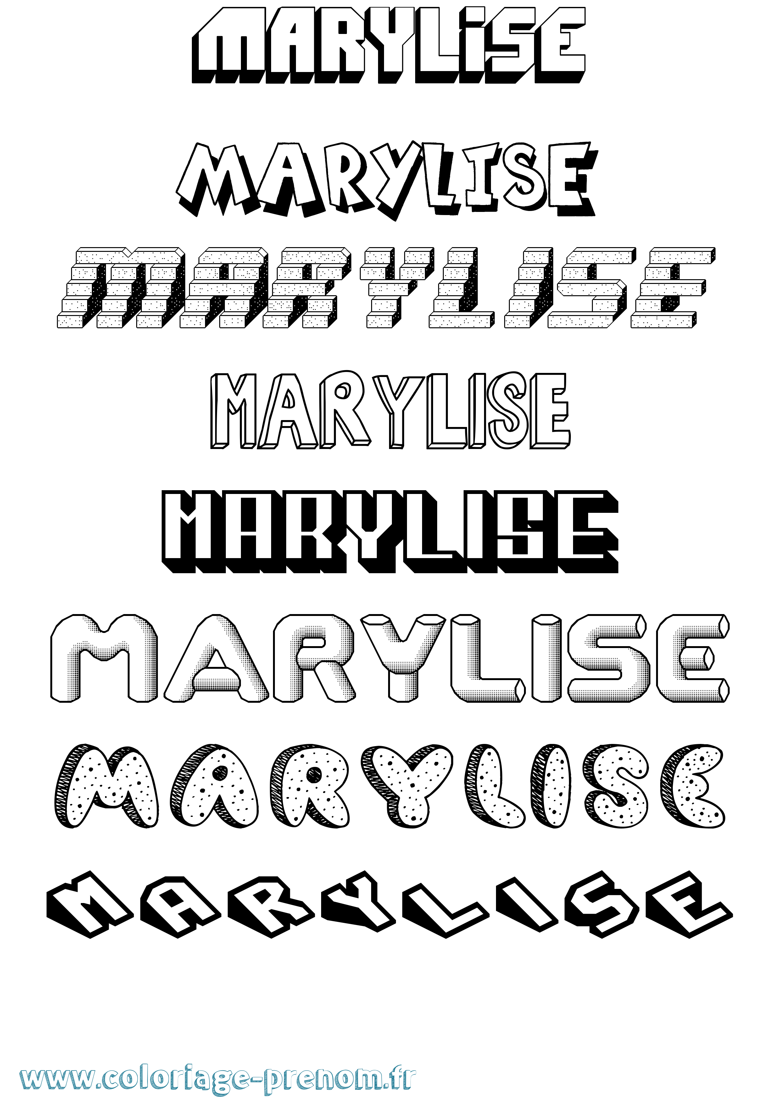 Coloriage prénom Marylise Effet 3D
