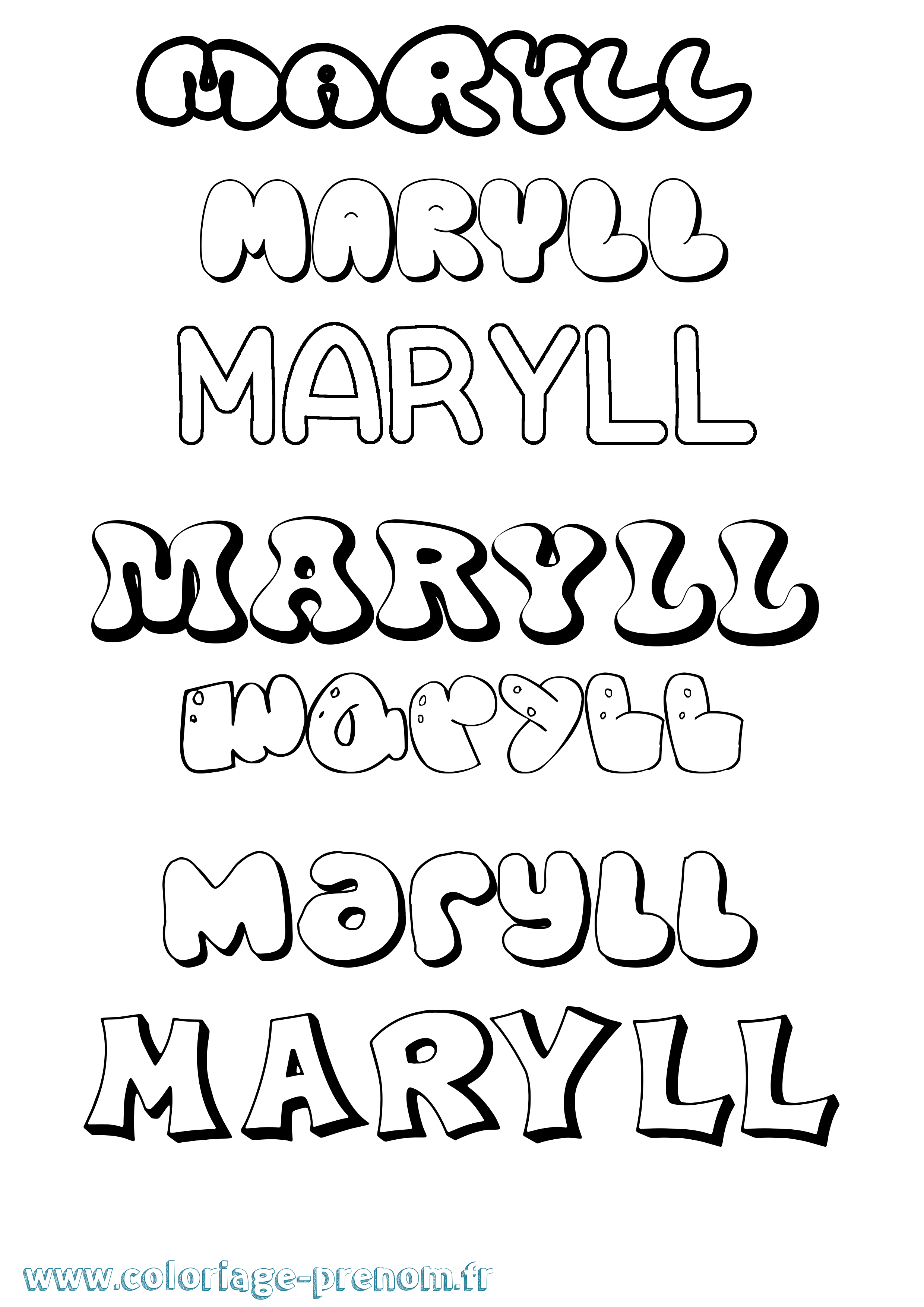 Coloriage prénom Maryll Bubble
