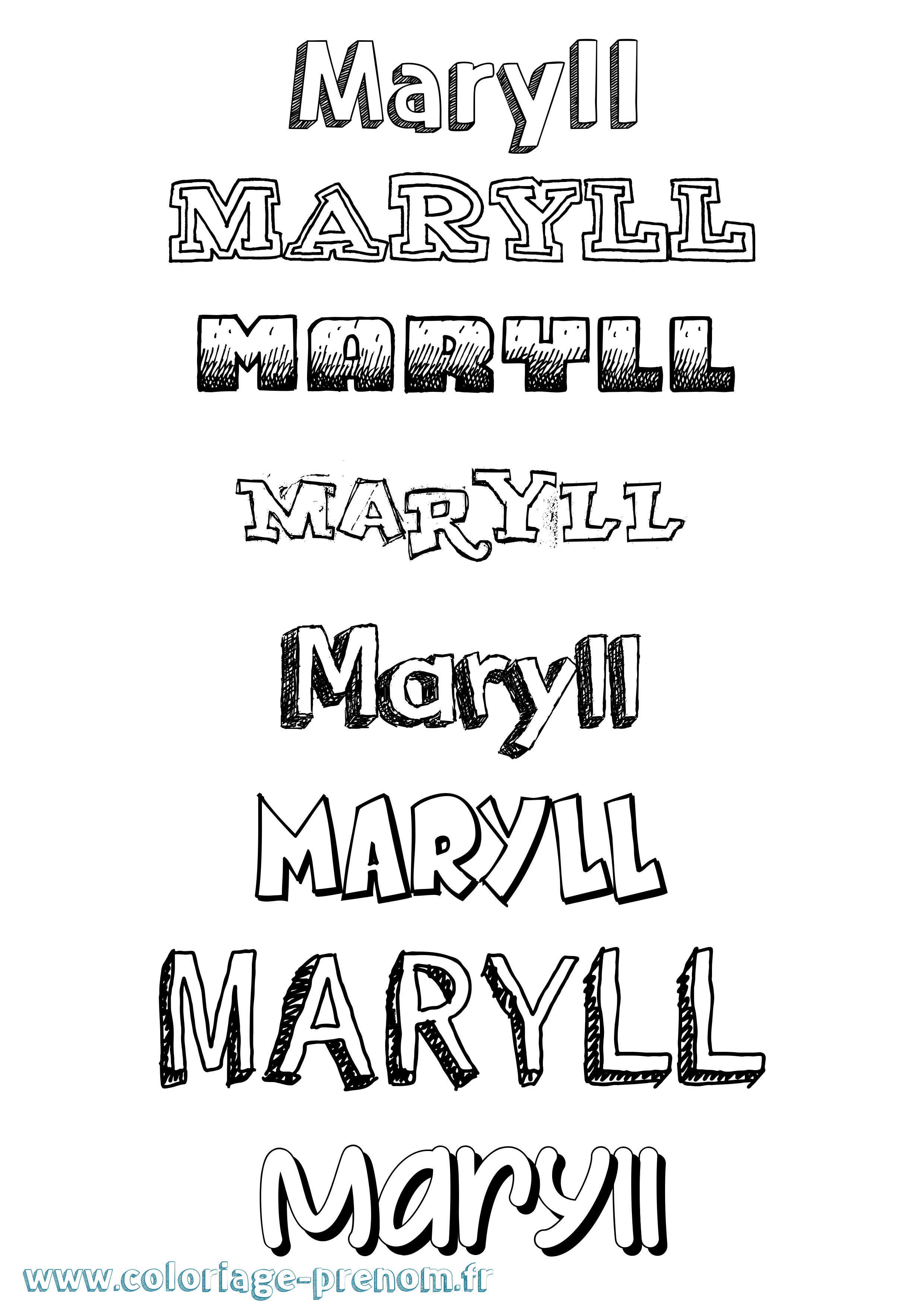 Coloriage prénom Maryll Dessiné