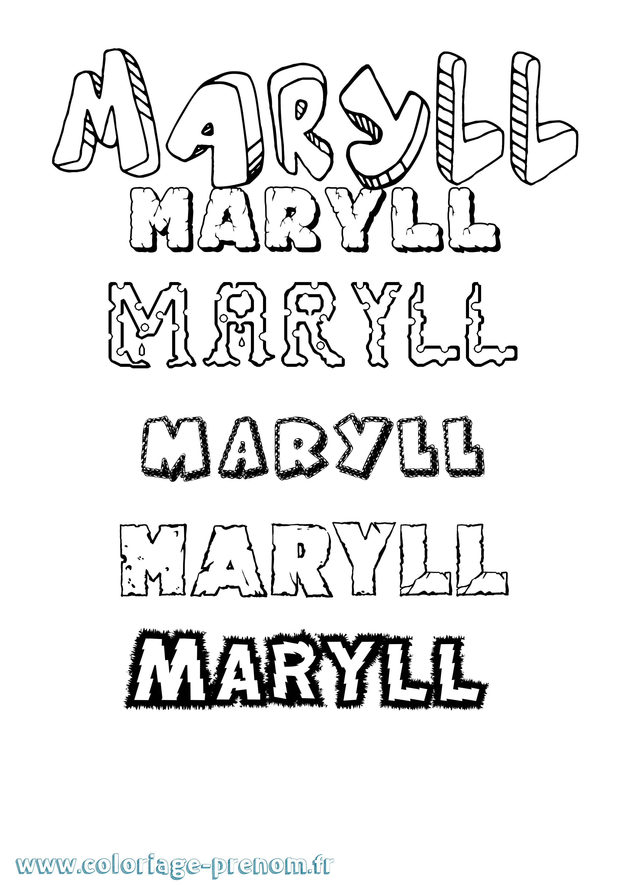Coloriage prénom Maryll Destructuré