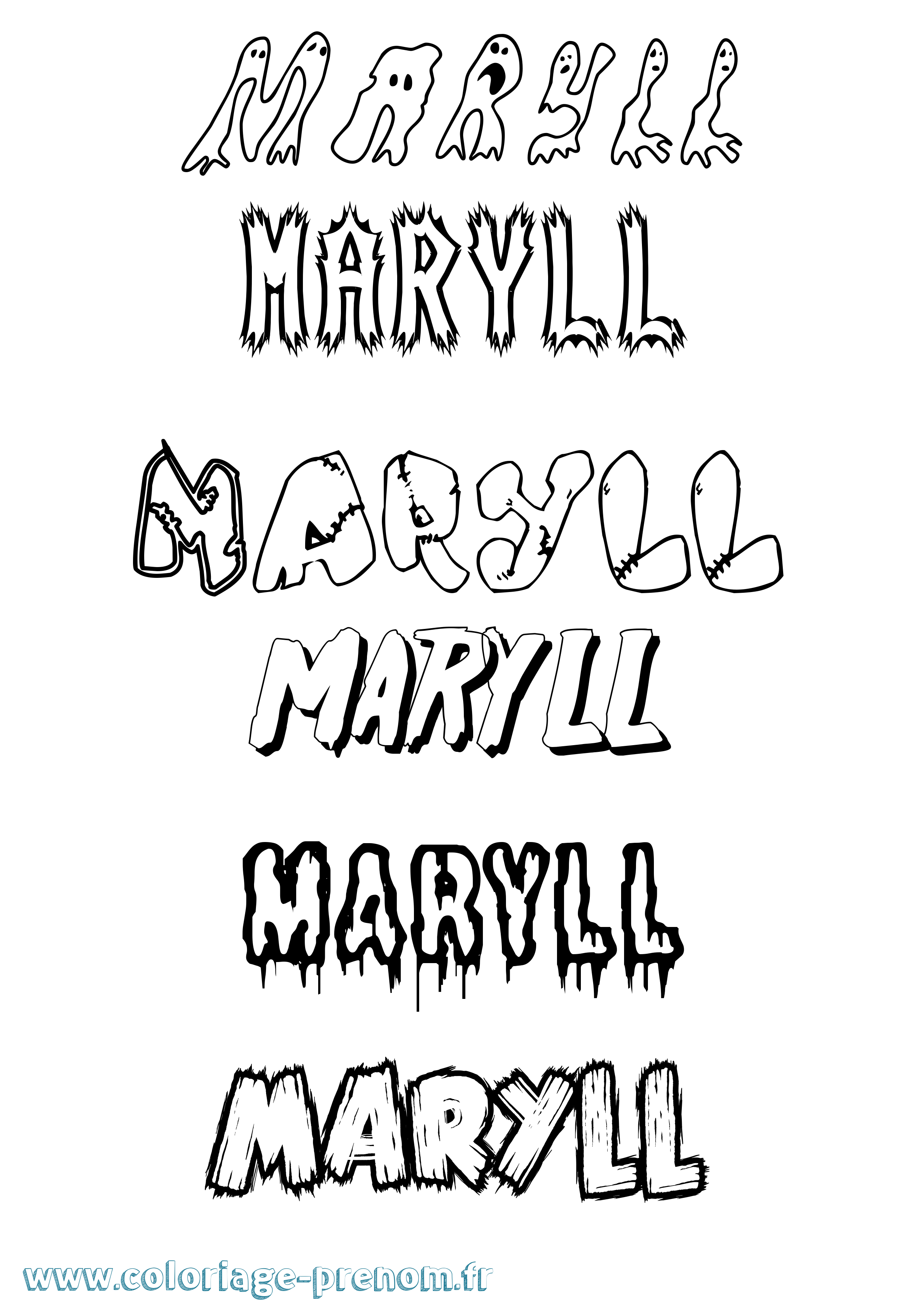 Coloriage prénom Maryll Frisson