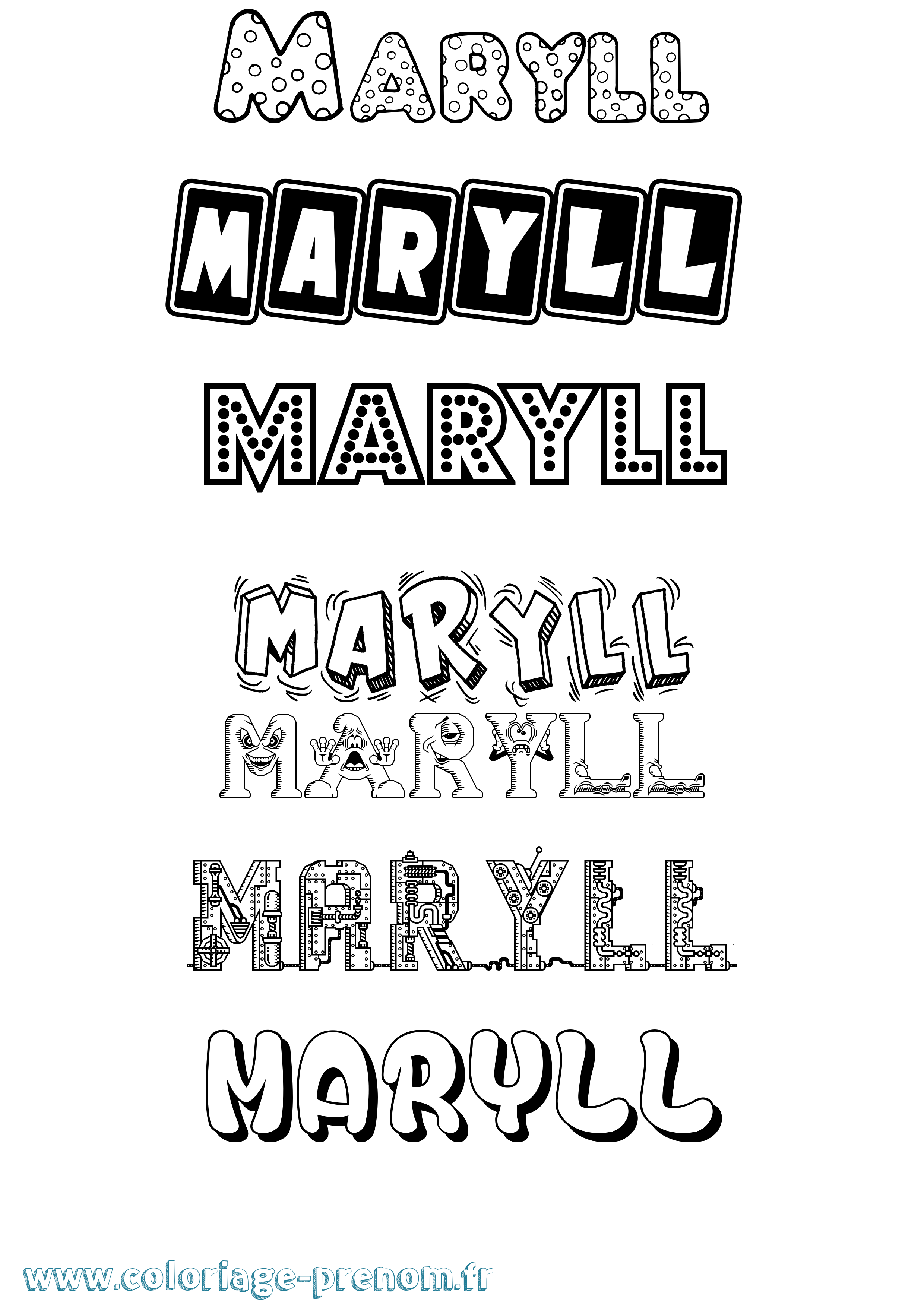 Coloriage prénom Maryll Fun