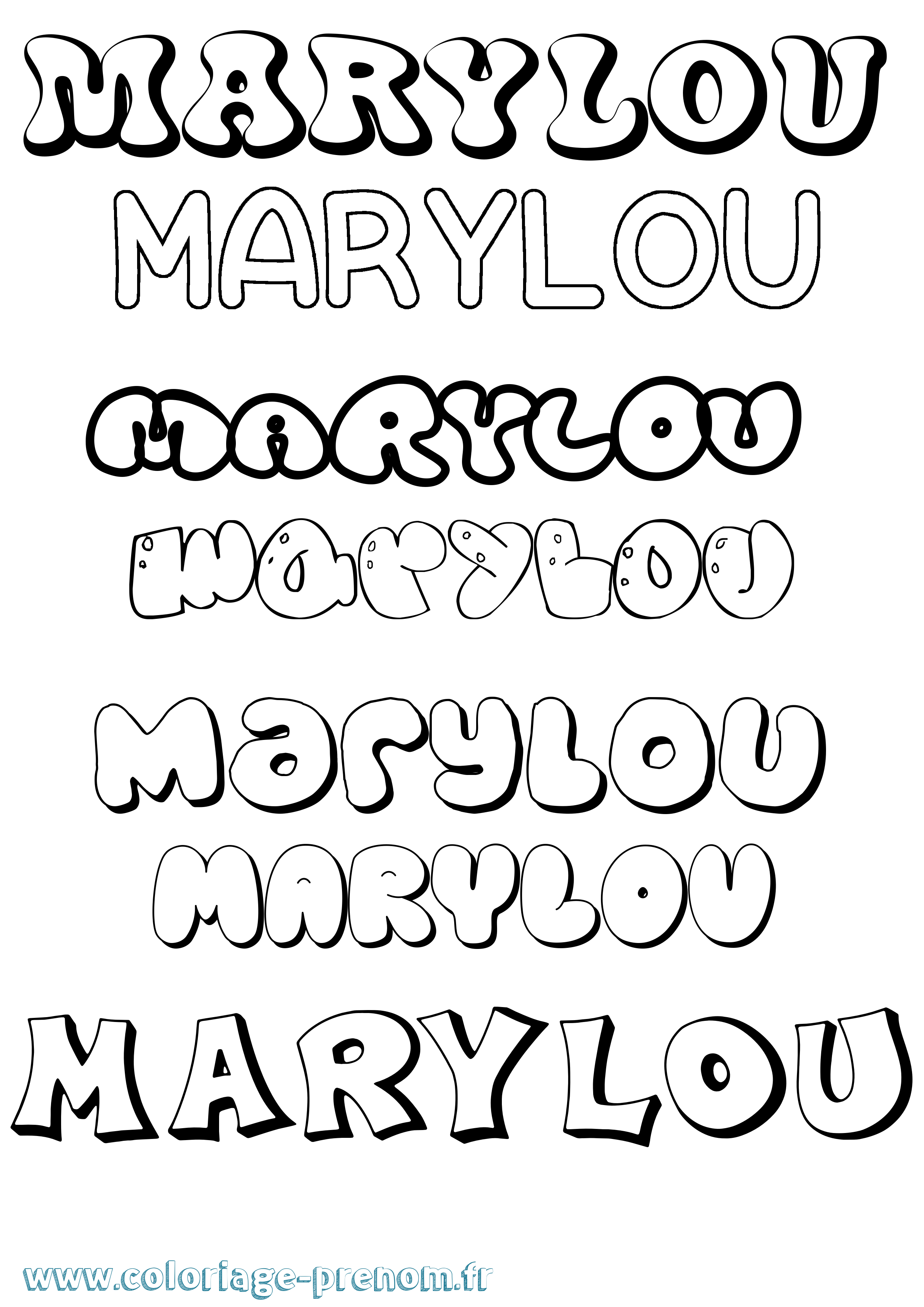 Coloriage prénom Marylou Bubble