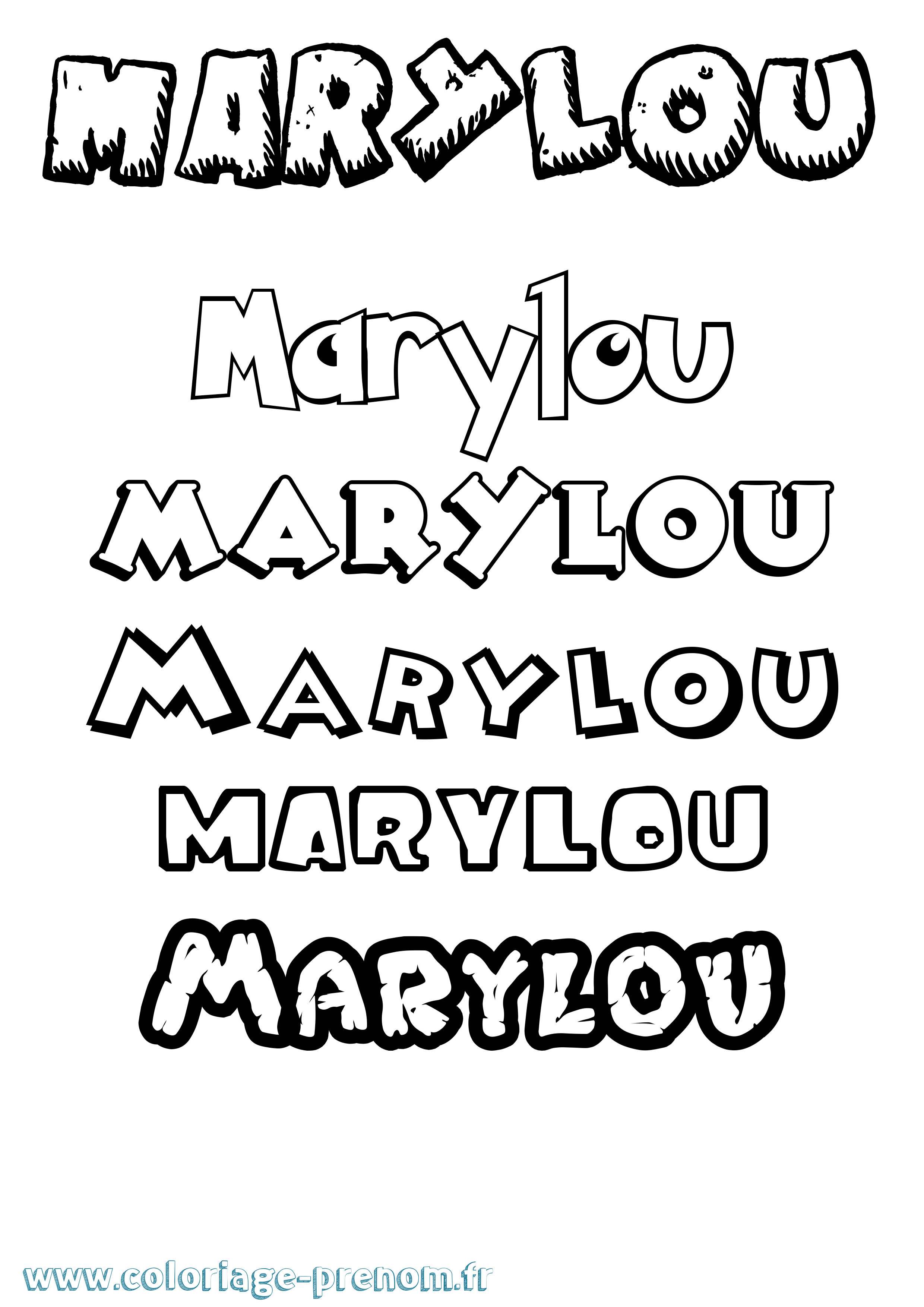Coloriage Marylou Dessin Animé Coloriage prénom Marylou Dessin Animé