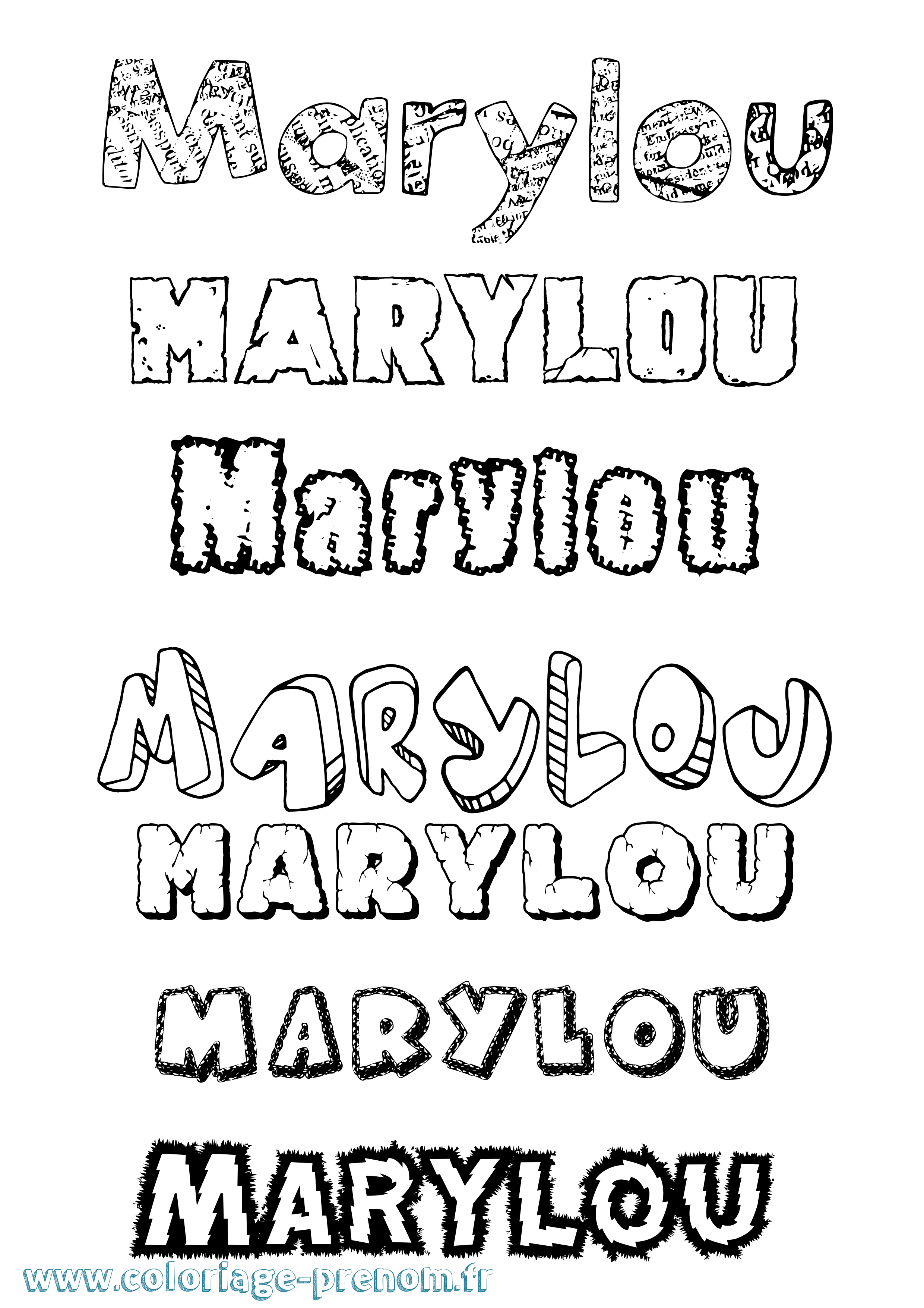 Coloriage prénom Marylou Destructuré