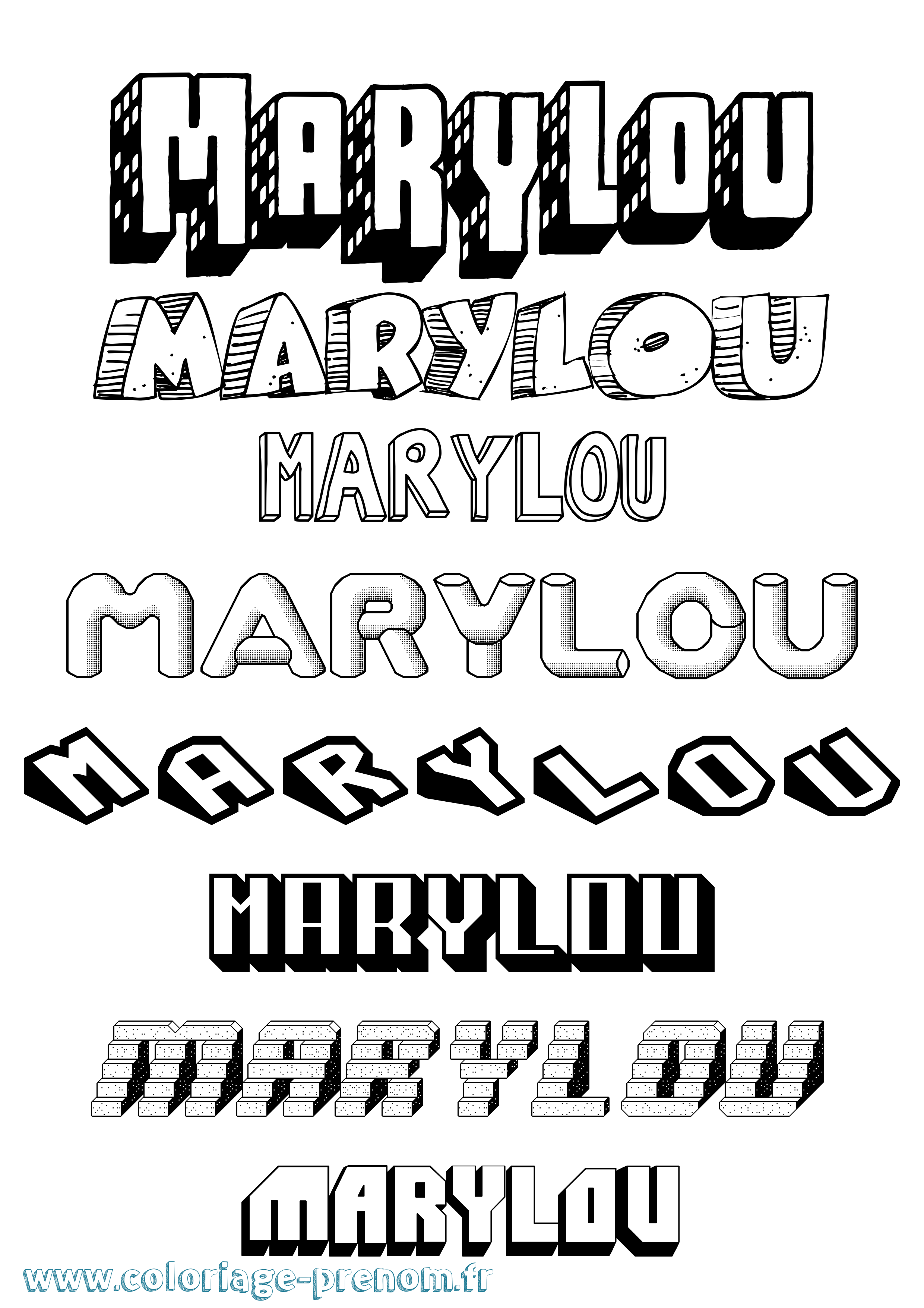 Coloriage prénom Marylou Effet 3D