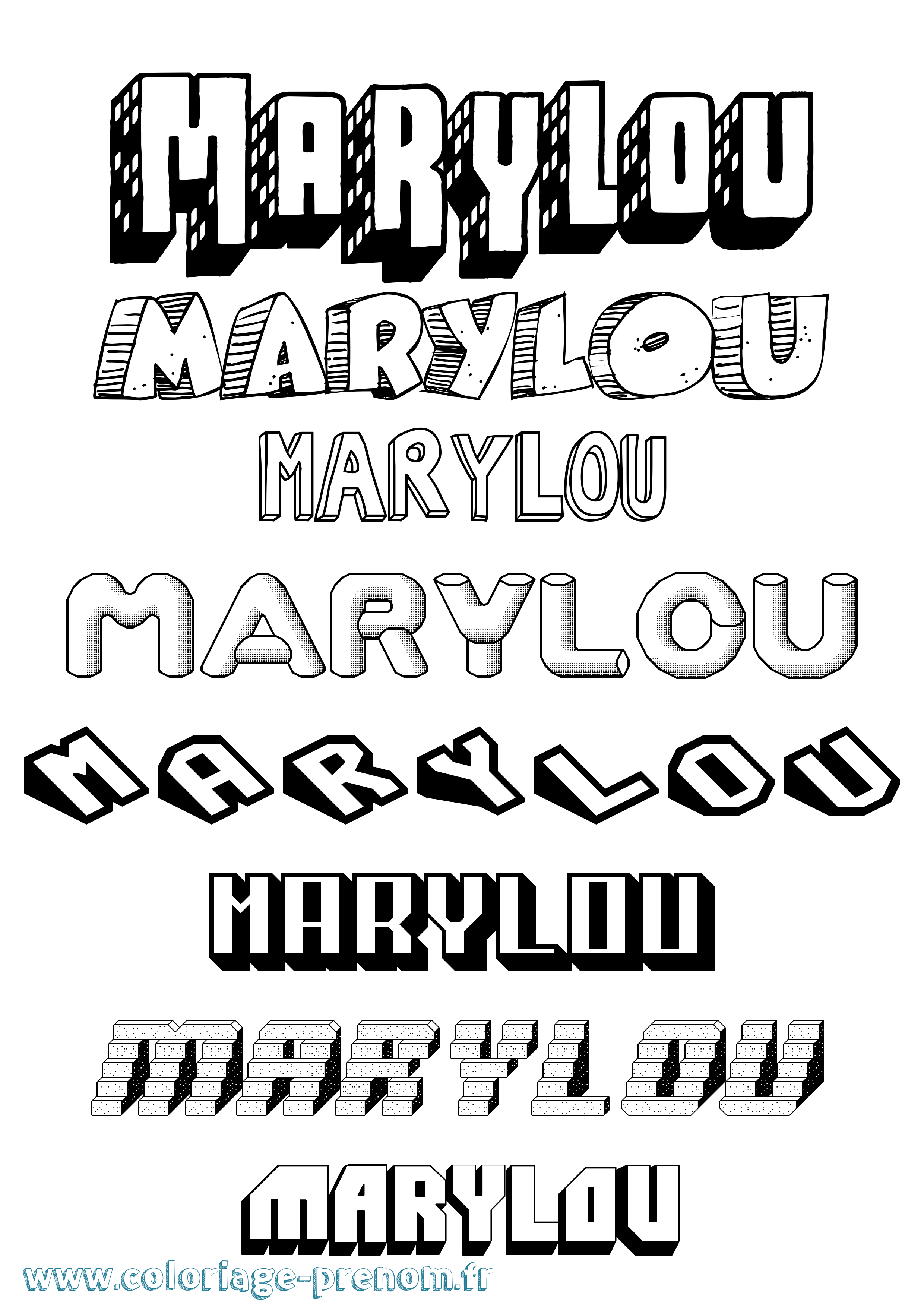 Coloriage Marylou Effet 3D Coloriage prénom Marylou Effet 3D