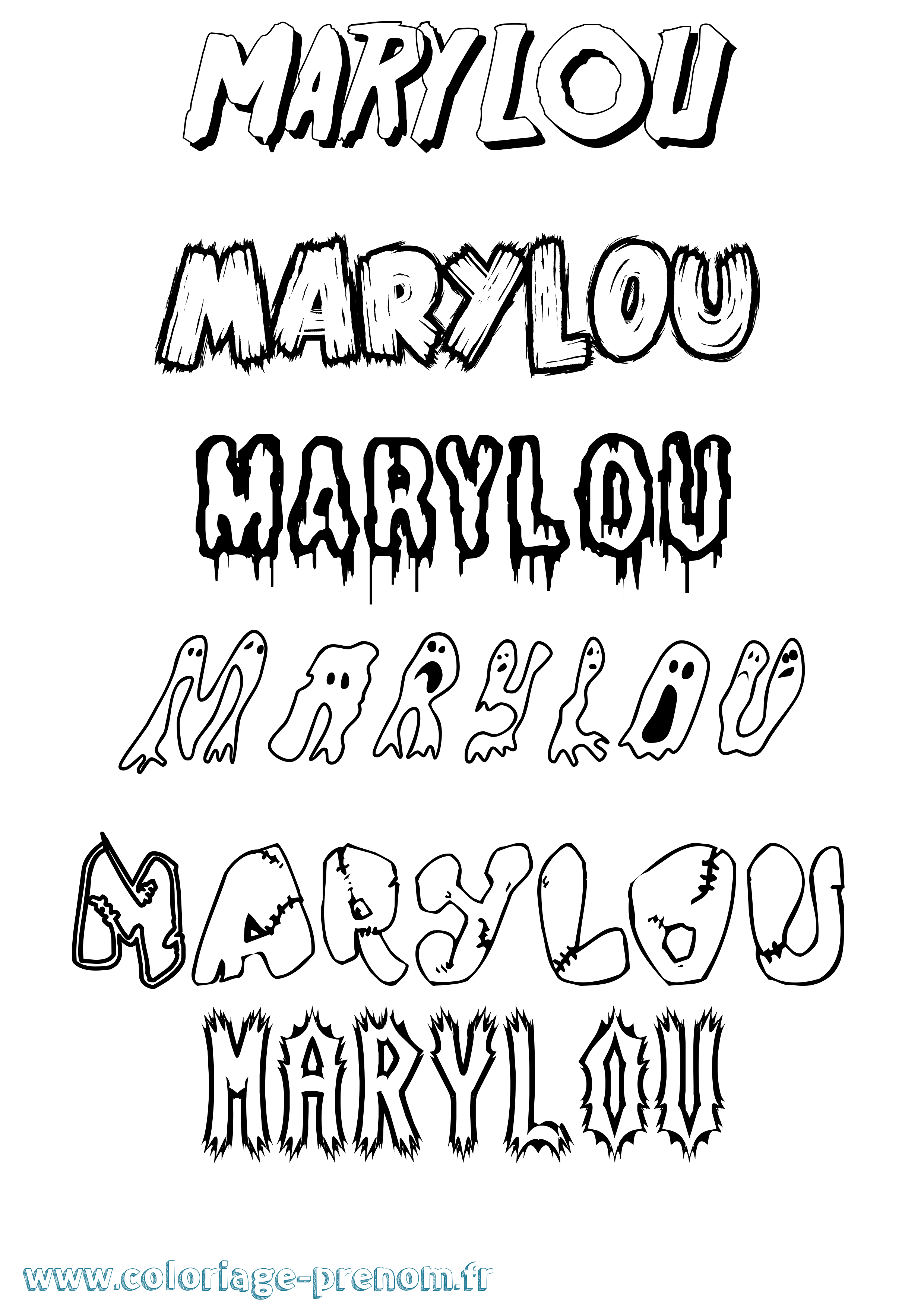 Coloriage prénom Marylou Frisson