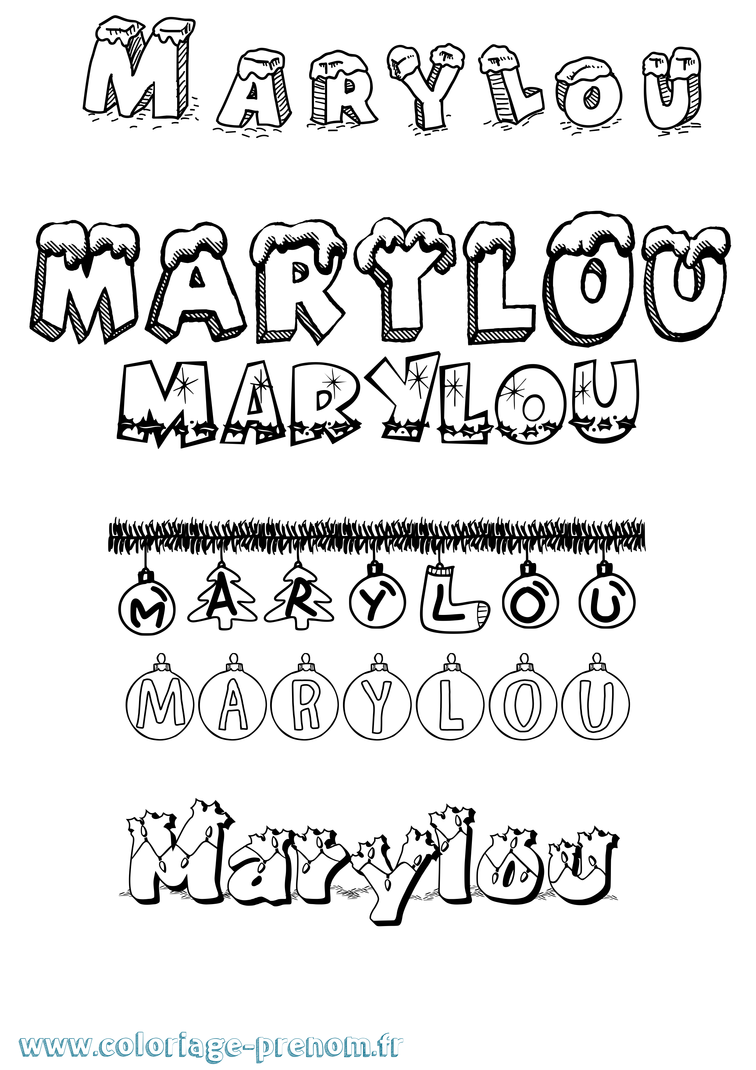 Coloriage Marylou Noël Coloriage prénom Marylou Noël