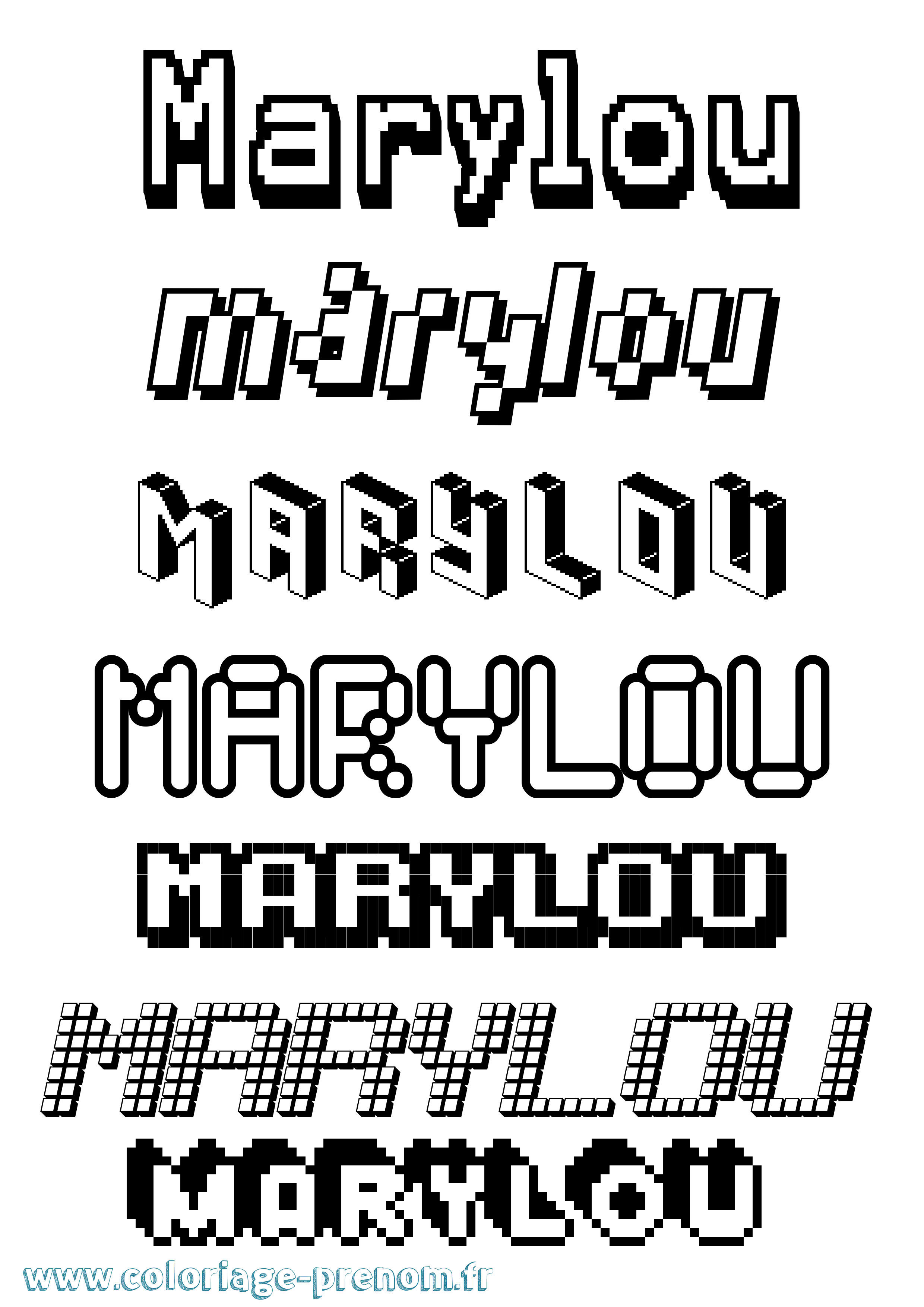 Coloriage Marylou Pixel Coloriage prénom Marylou Pixel