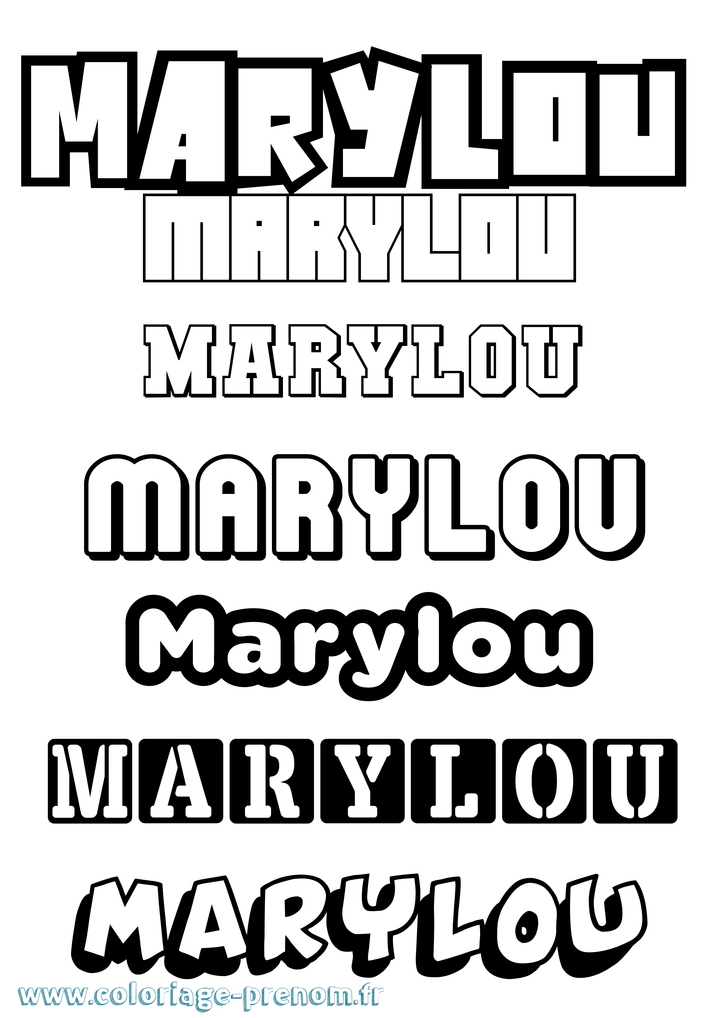 Coloriage prénom Marylou Simple