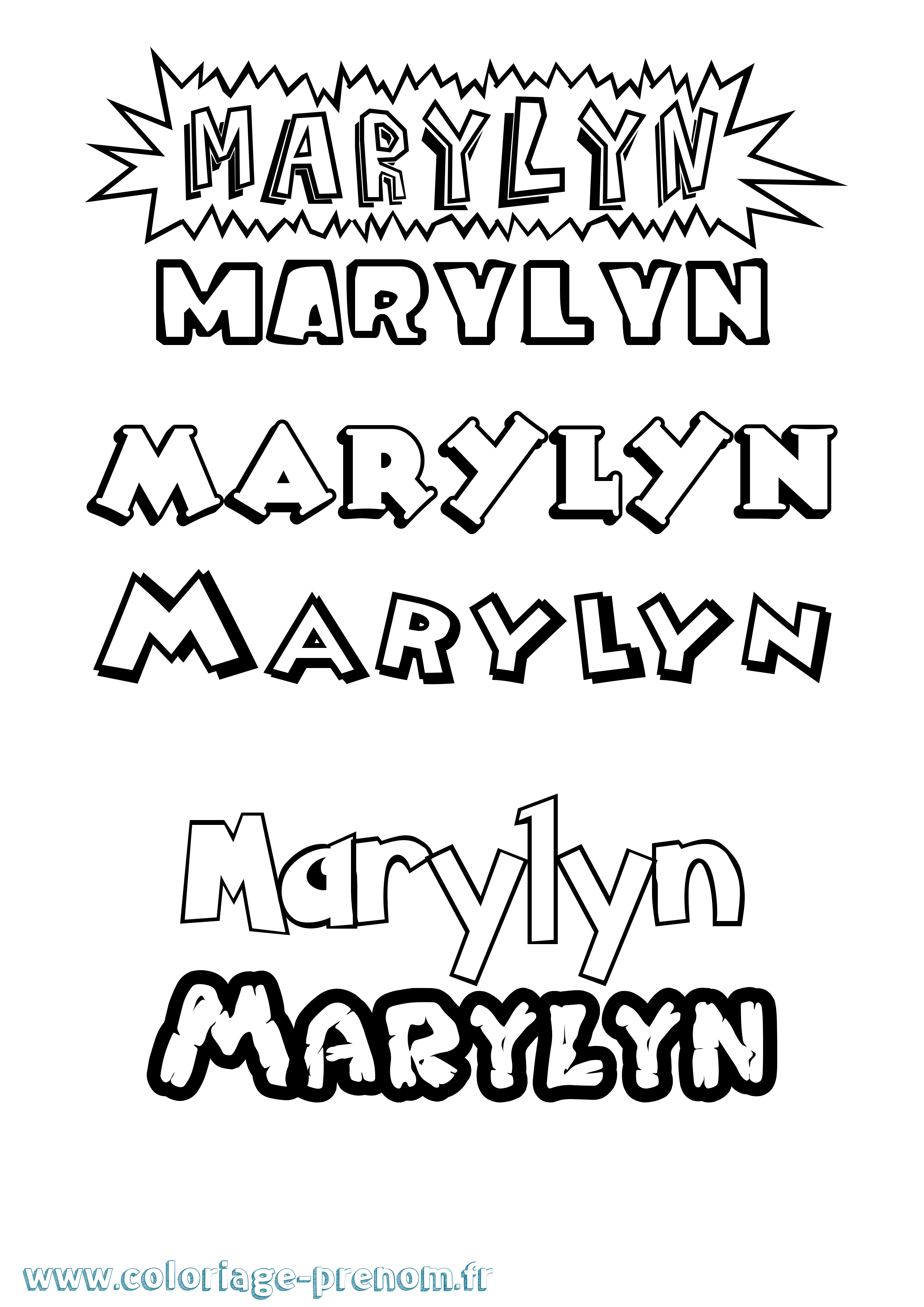 Coloriage prénom Marylyn Dessin Animé