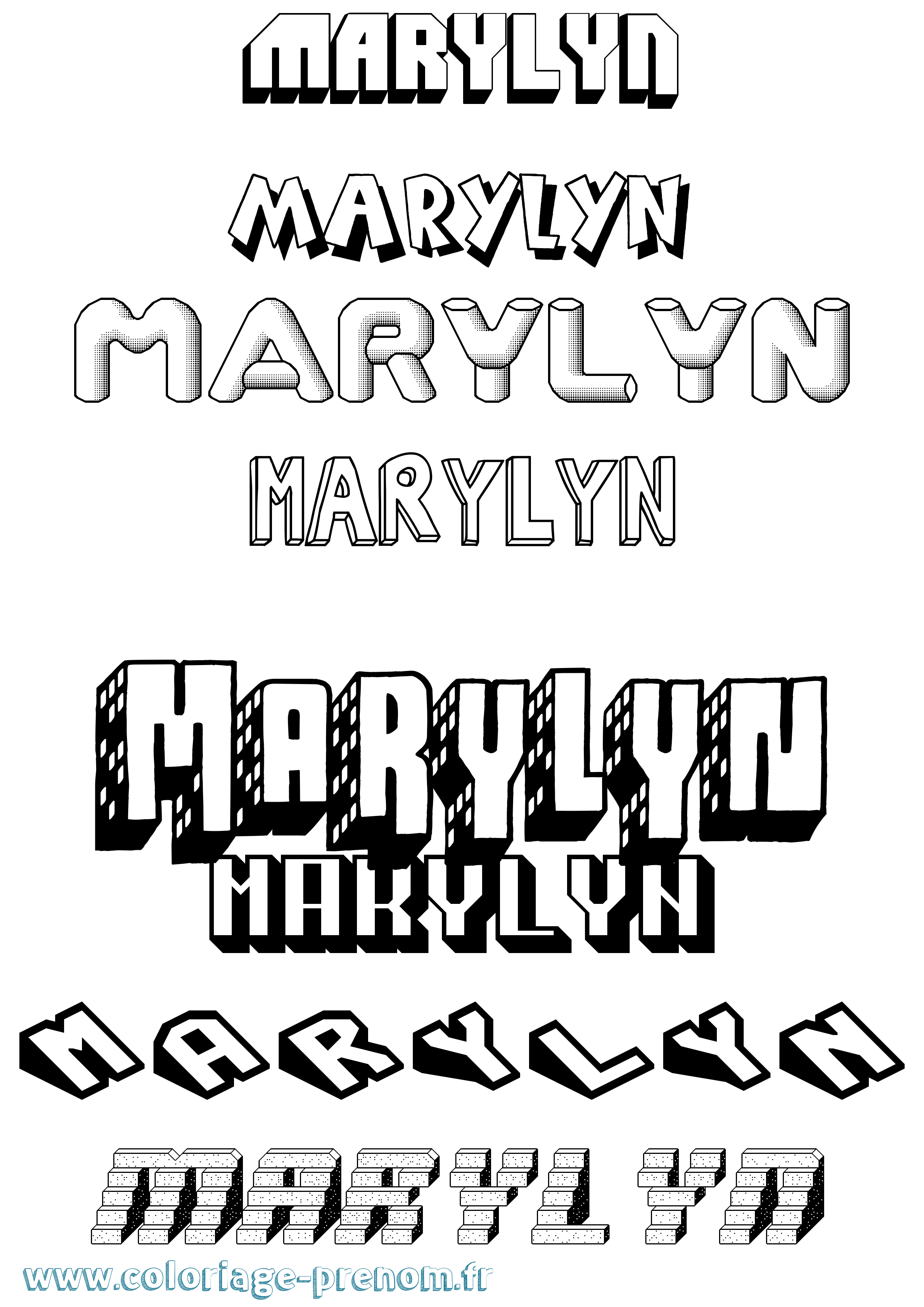 Coloriage prénom Marylyn Effet 3D