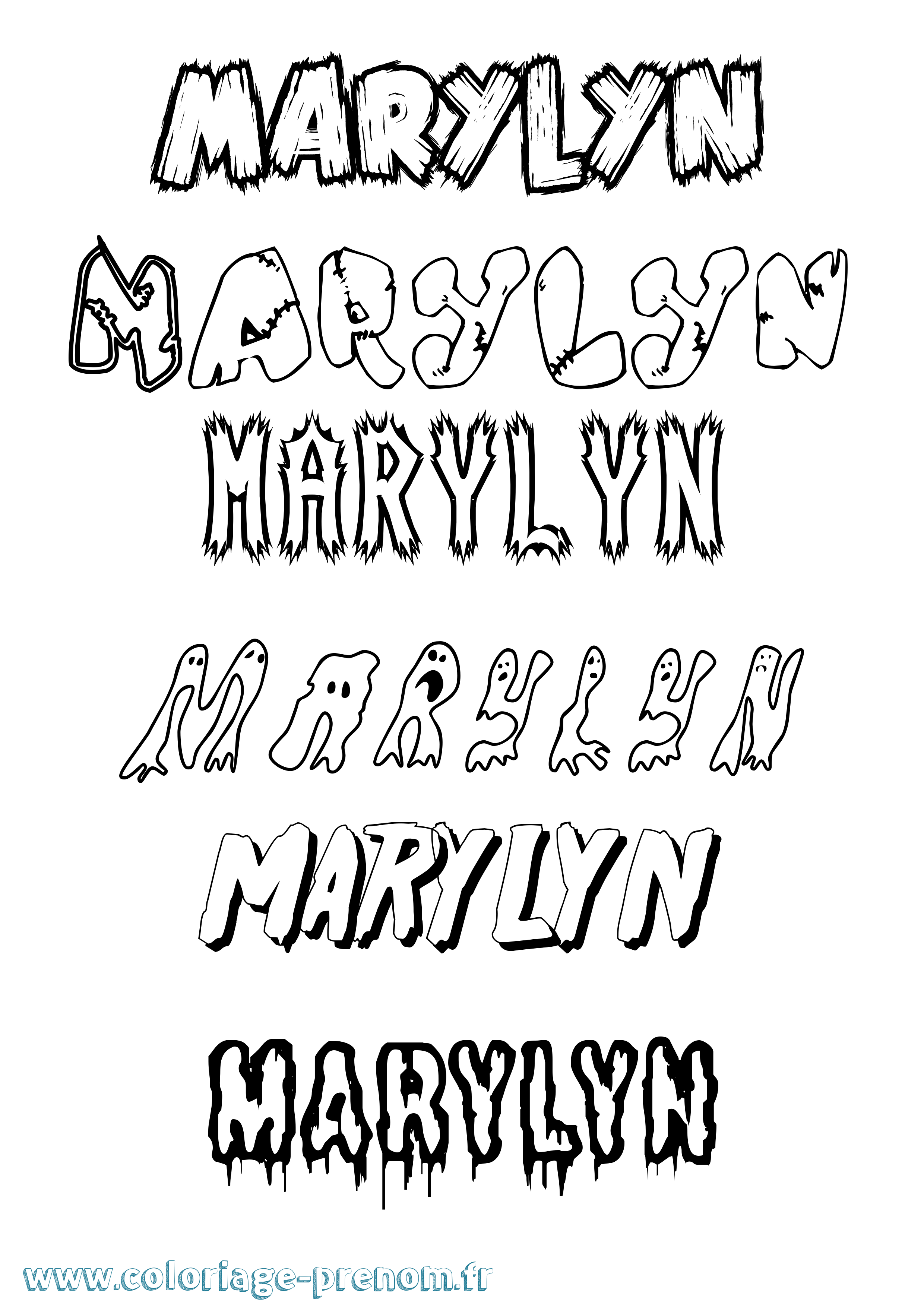 Coloriage prénom Marylyn Frisson