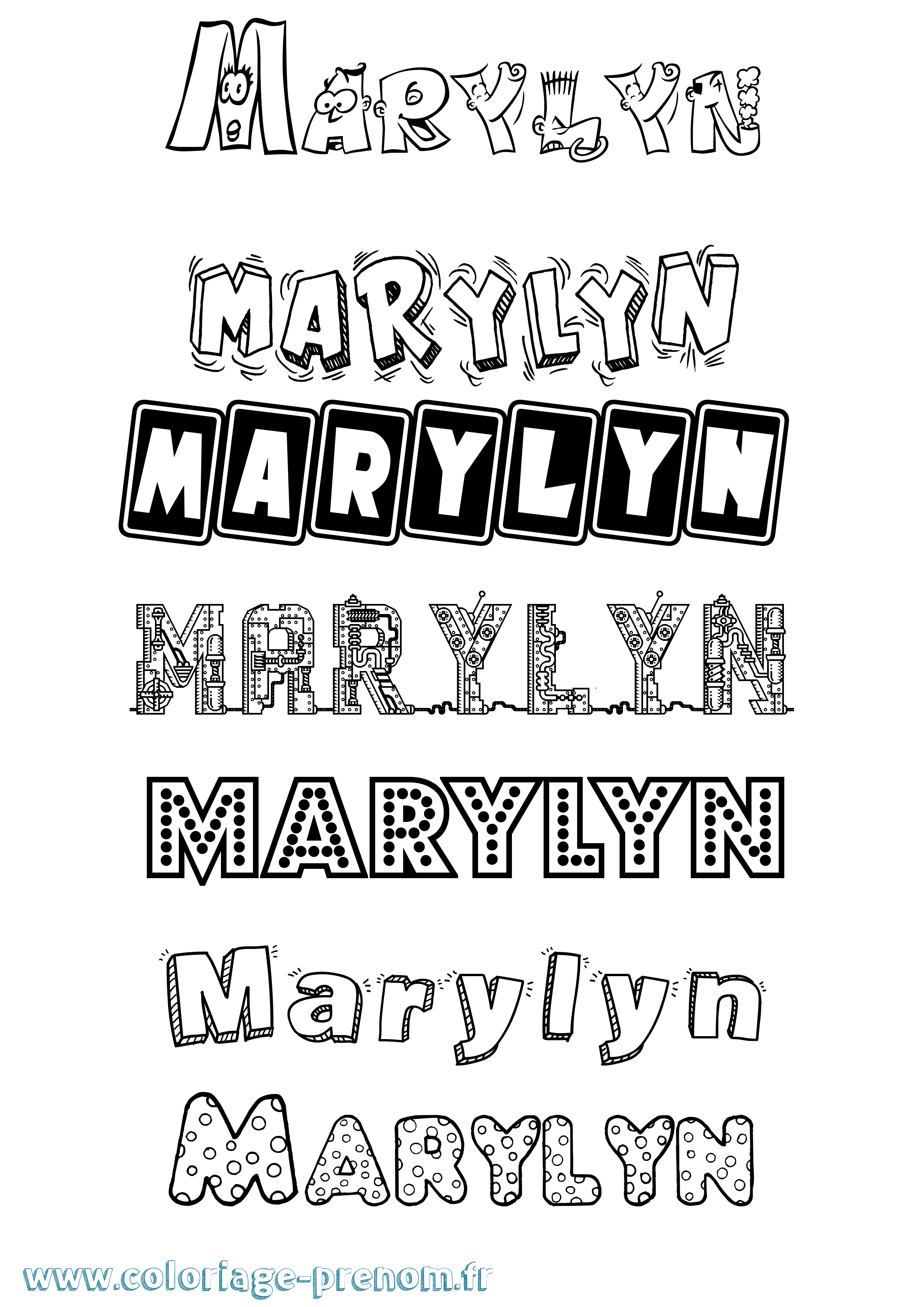 Coloriage prénom Marylyn Fun