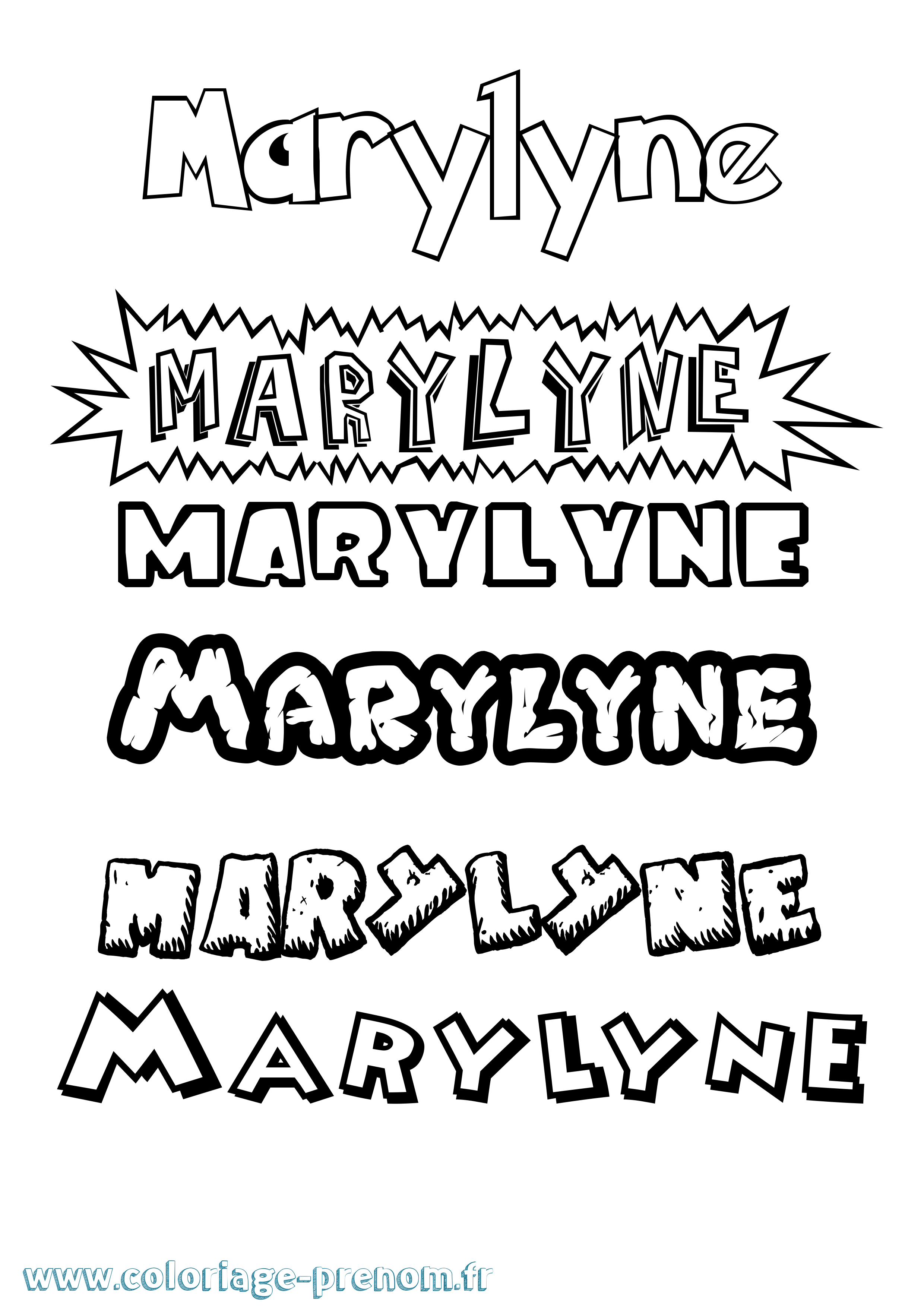 Coloriage prénom Marylyne Dessin Animé