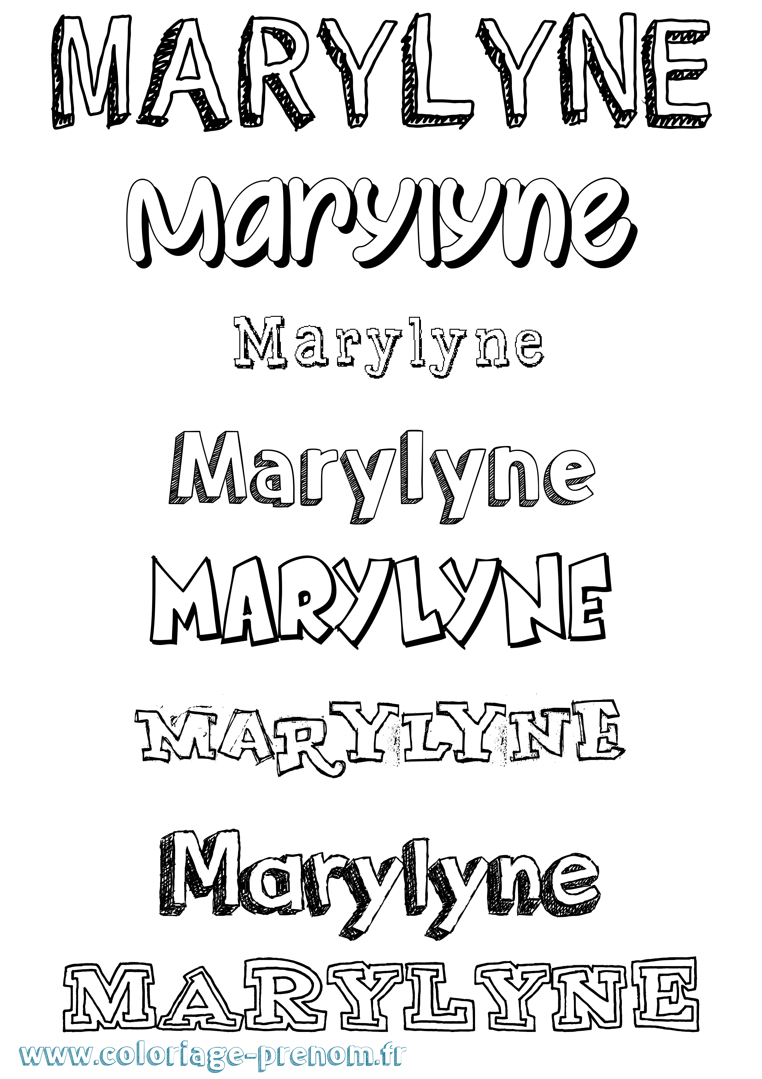 Coloriage prénom Marylyne Dessiné