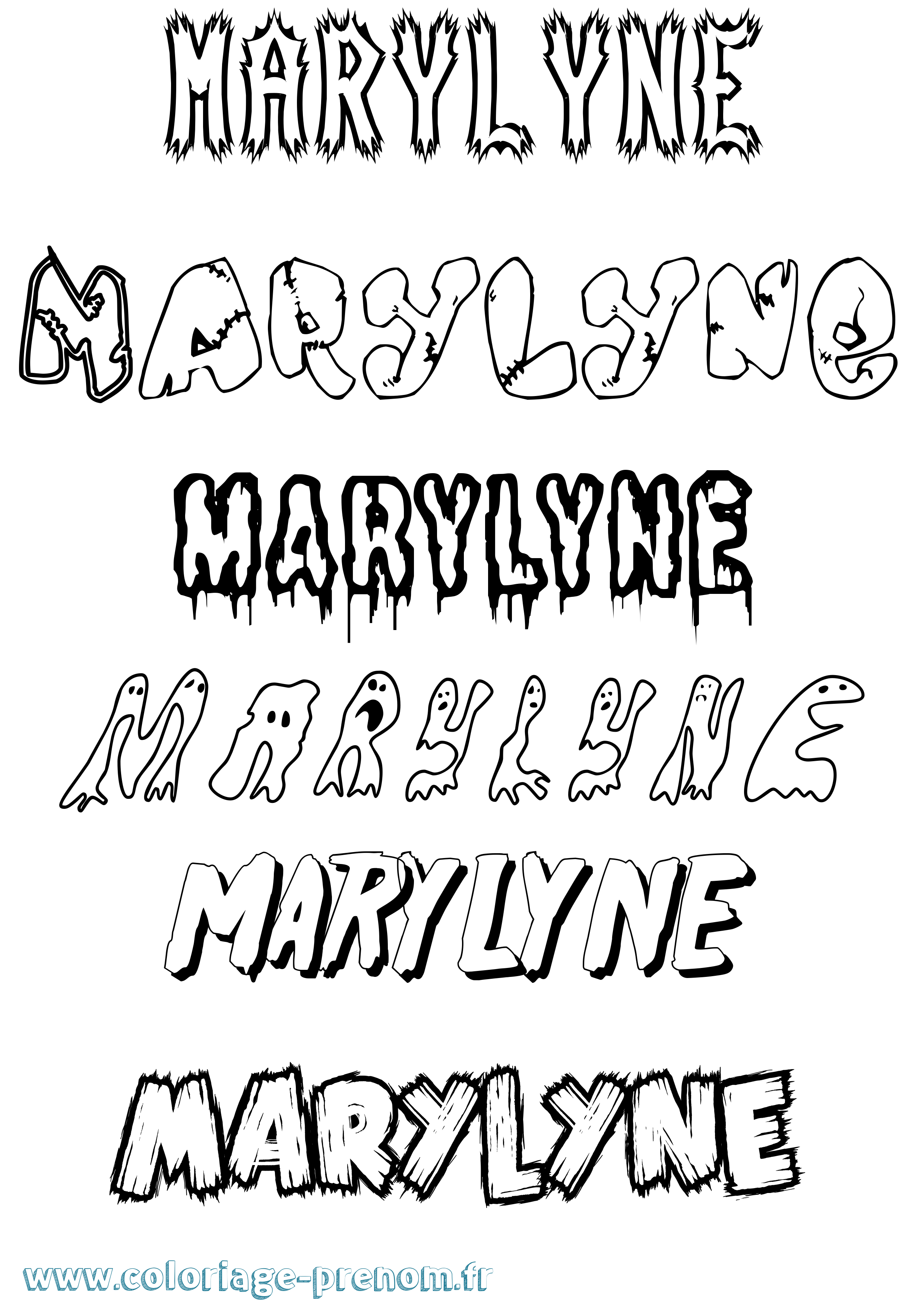 Coloriage prénom Marylyne Frisson