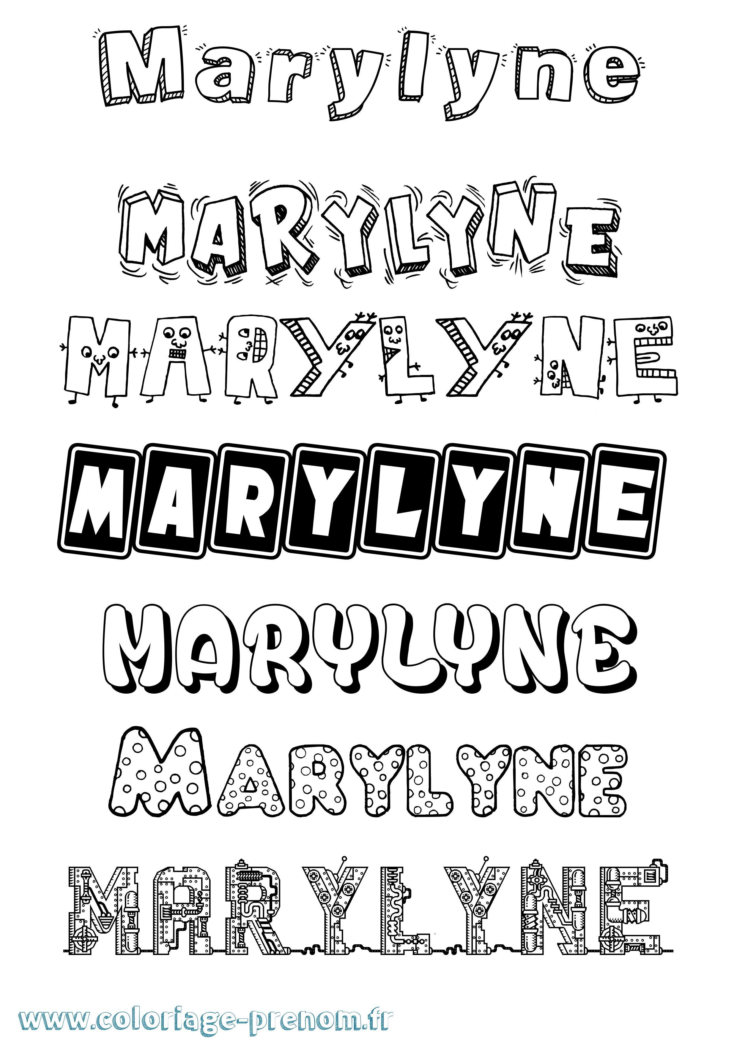 Coloriage prénom Marylyne Fun