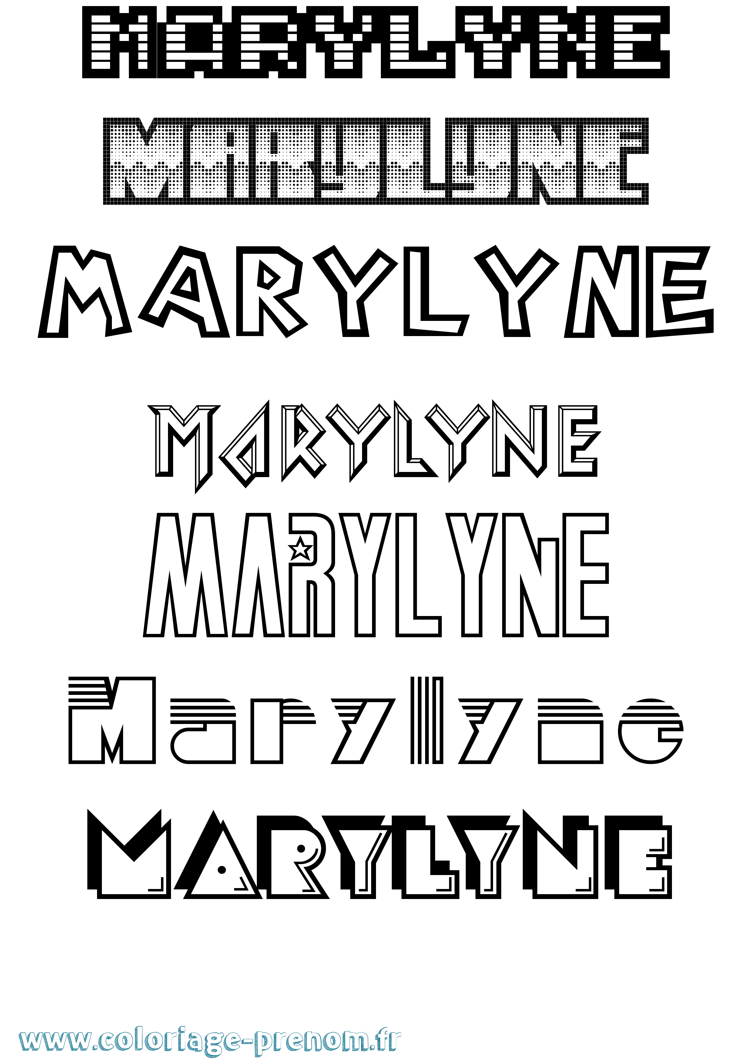 Coloriage prénom Marylyne Jeux Vidéos