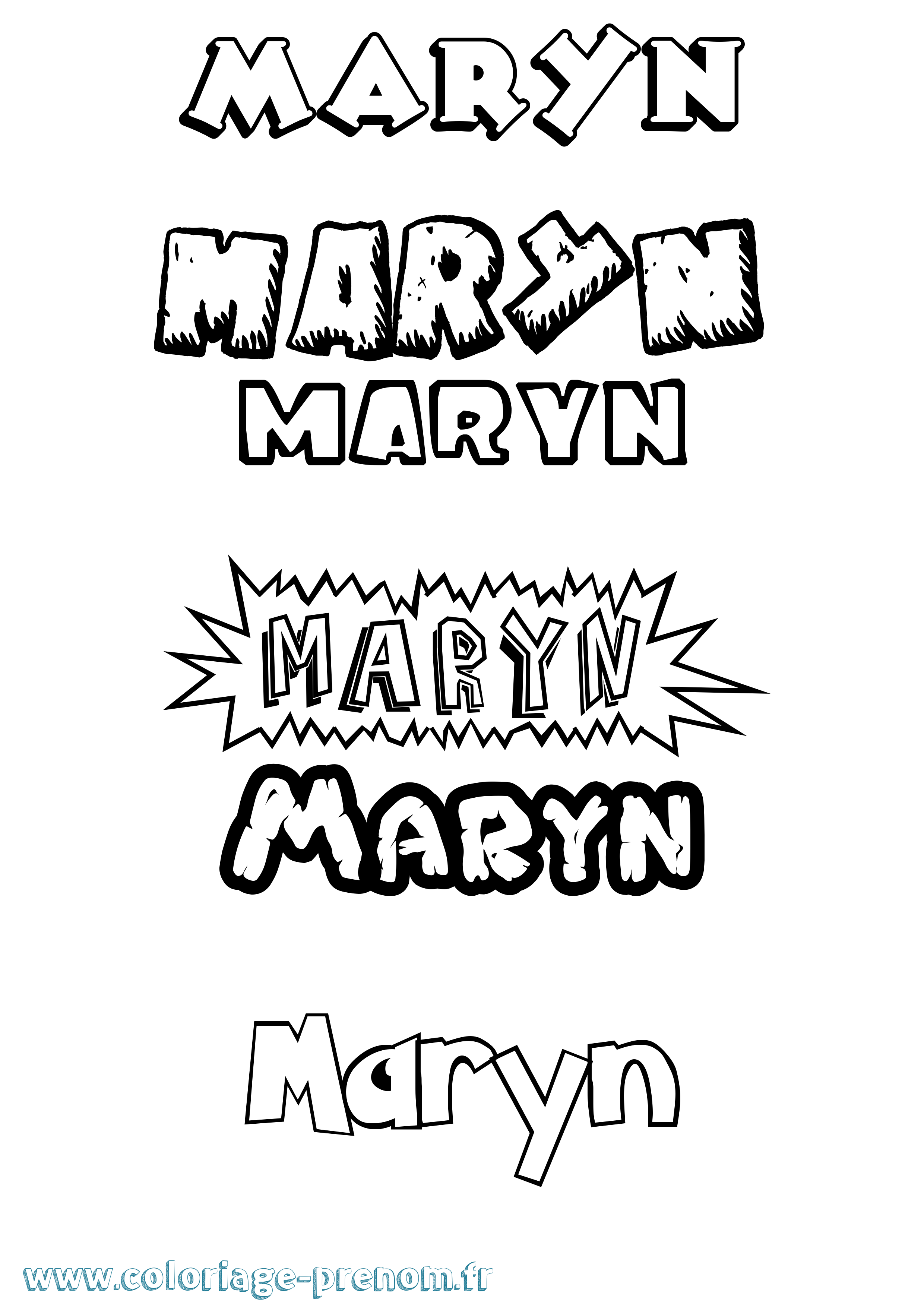 Coloriage prénom Maryn Dessin Animé