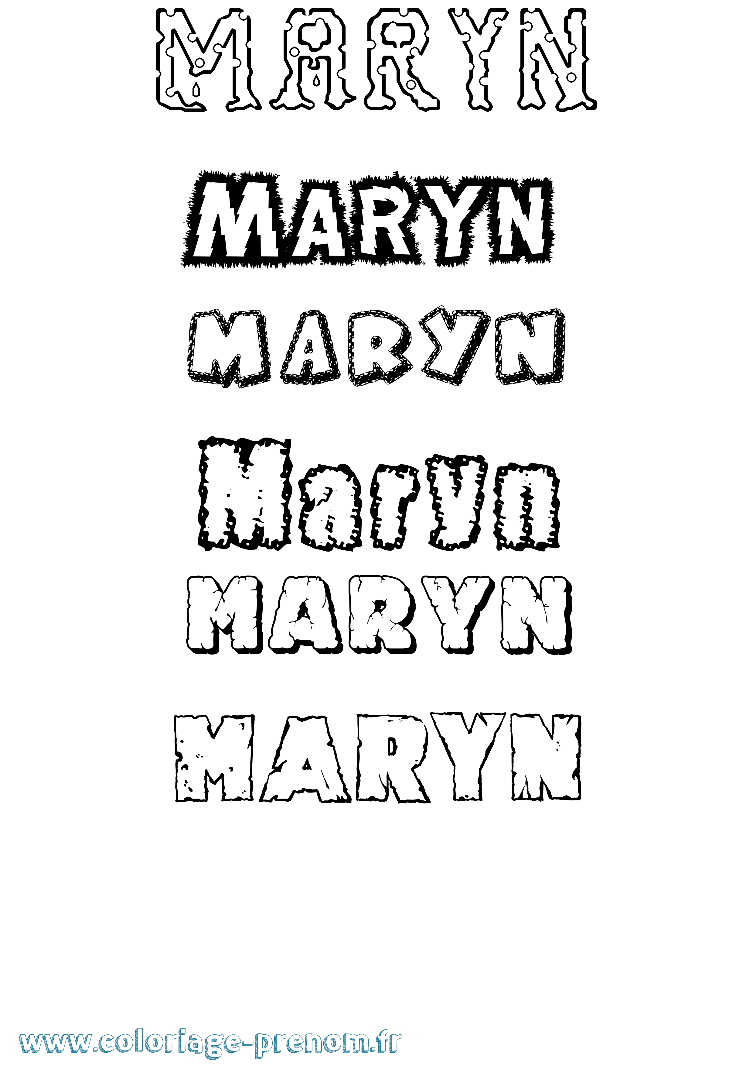 Coloriage prénom Maryn Destructuré