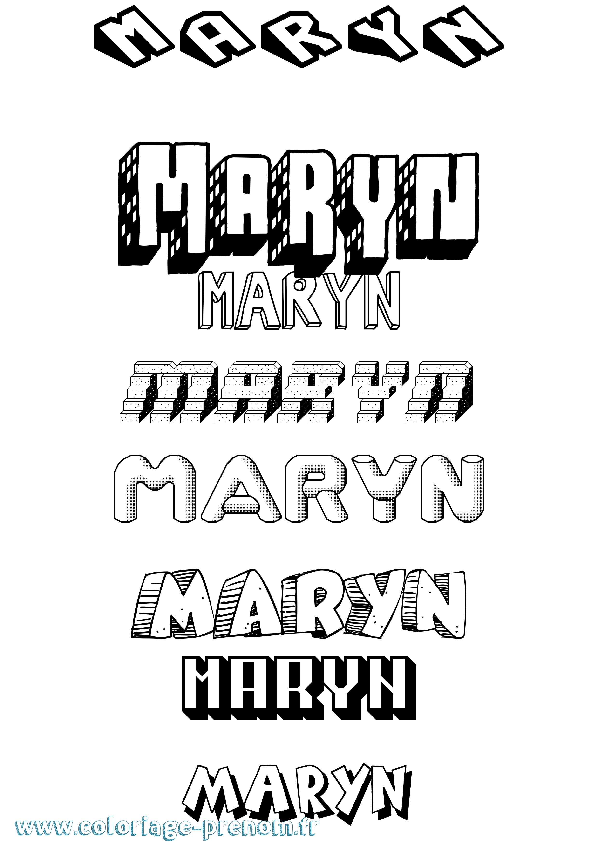 Coloriage prénom Maryn Effet 3D