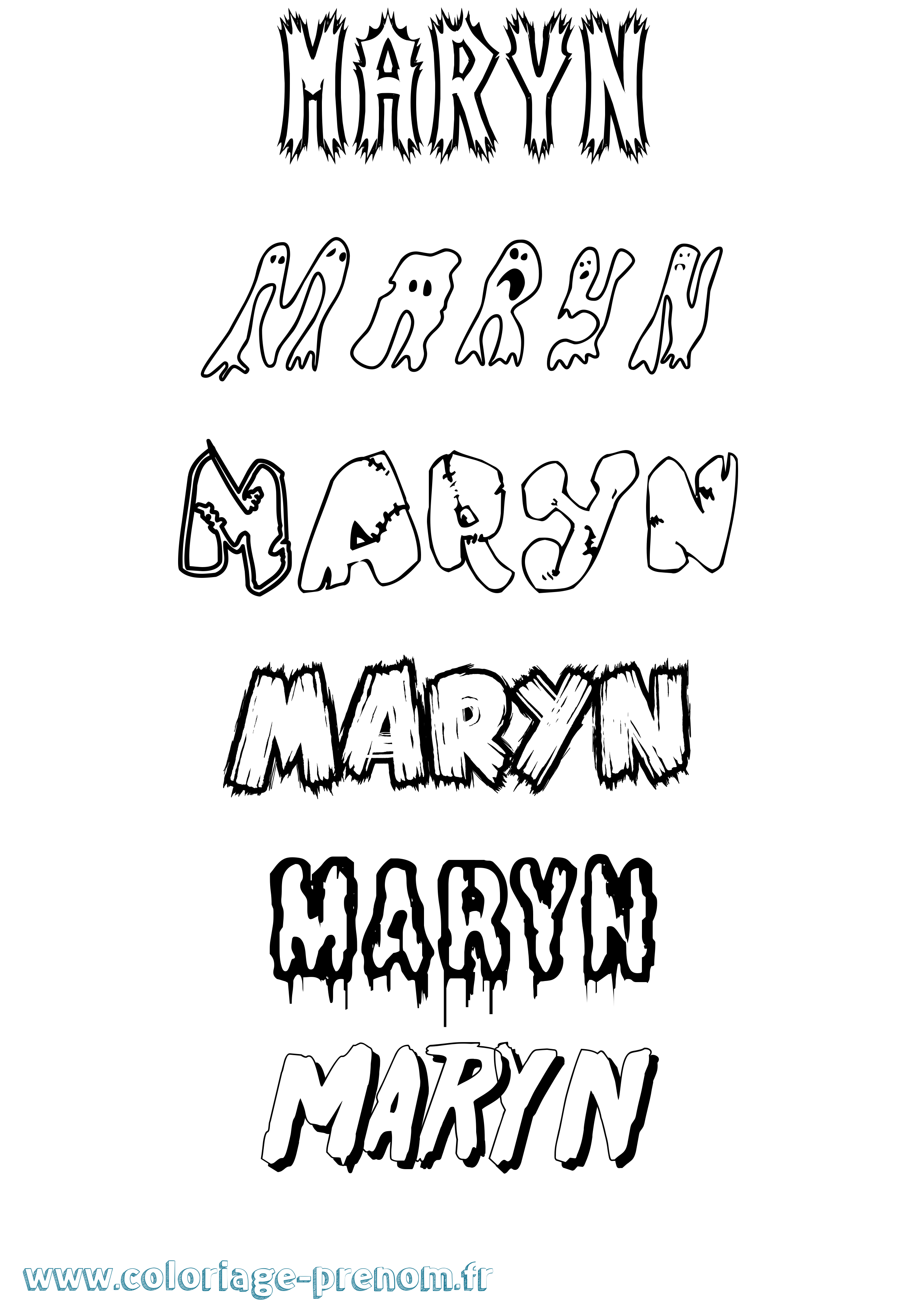 Coloriage prénom Maryn Frisson