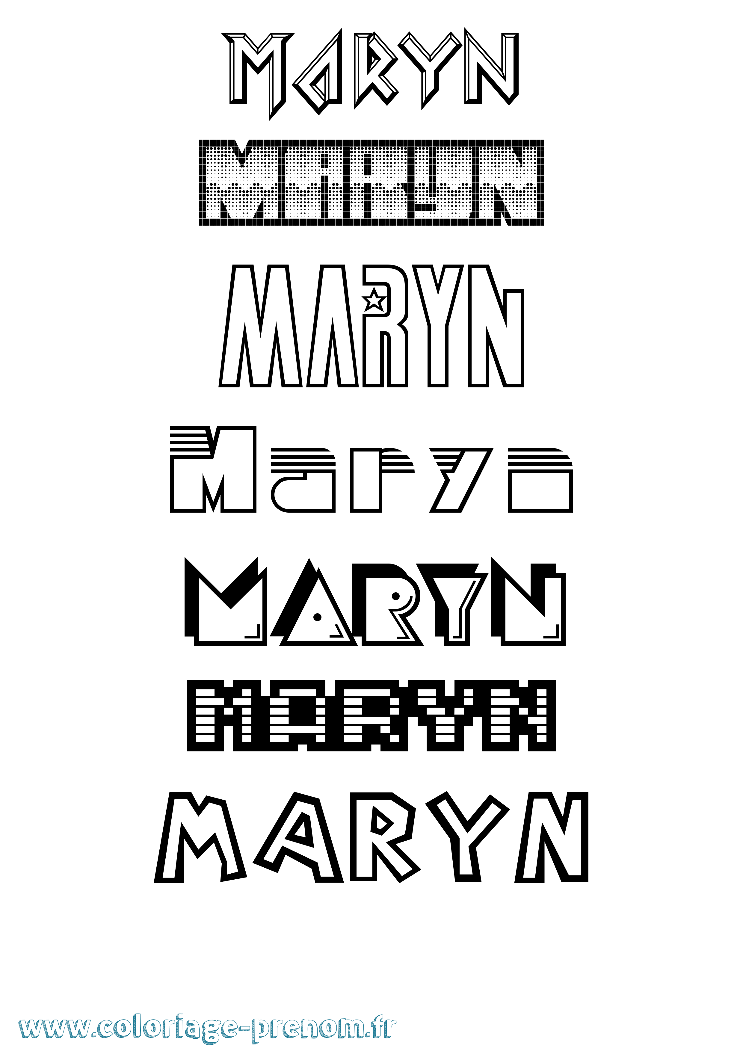 Coloriage prénom Maryn Jeux Vidéos