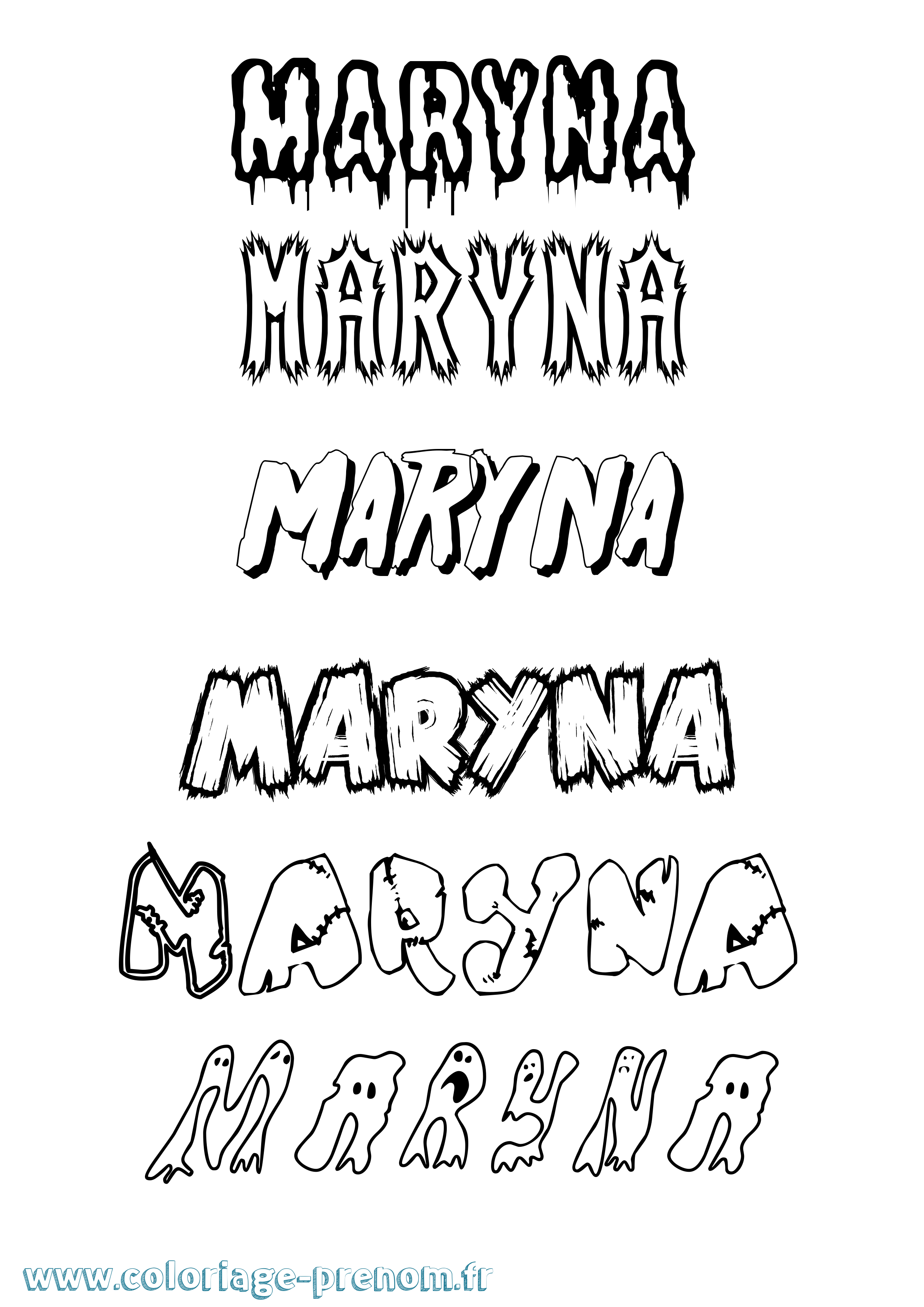 Coloriage prénom Maryna Frisson