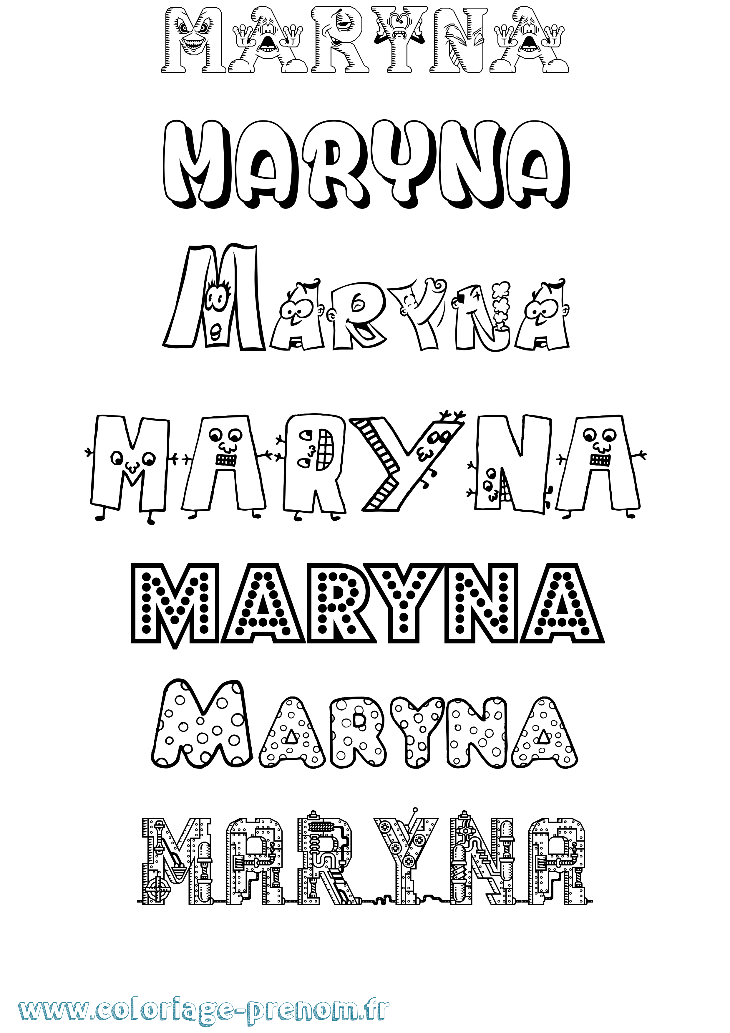 Coloriage prénom Maryna Fun