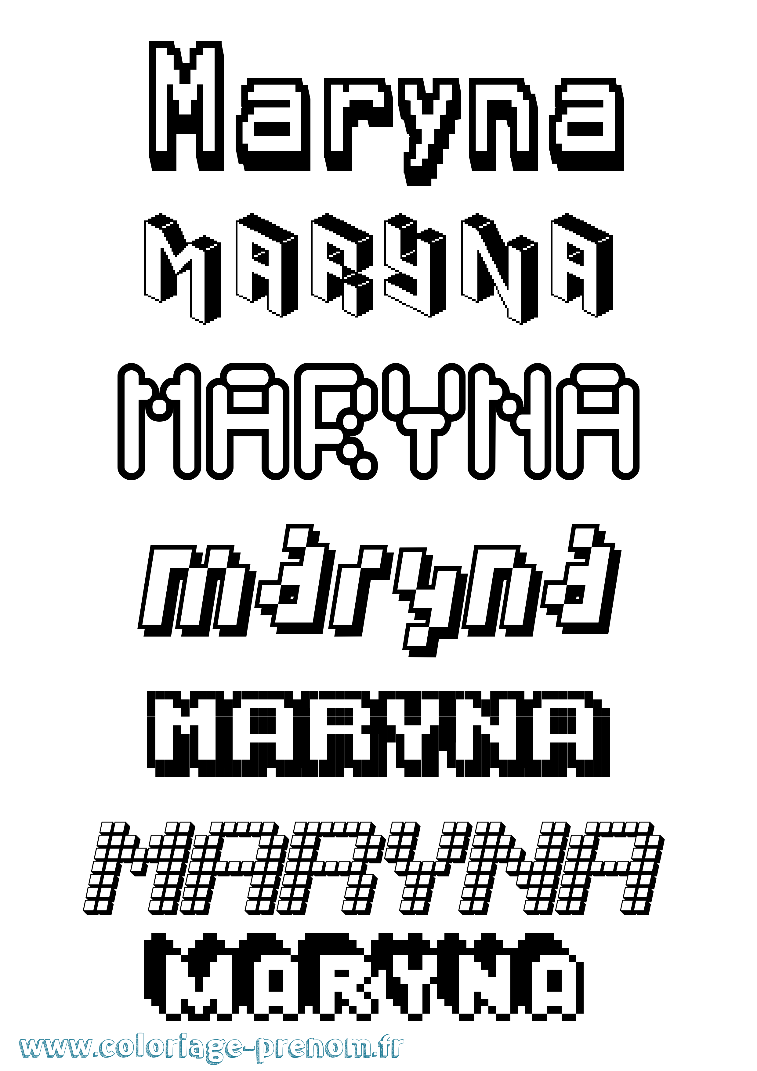 Coloriage prénom Maryna Pixel