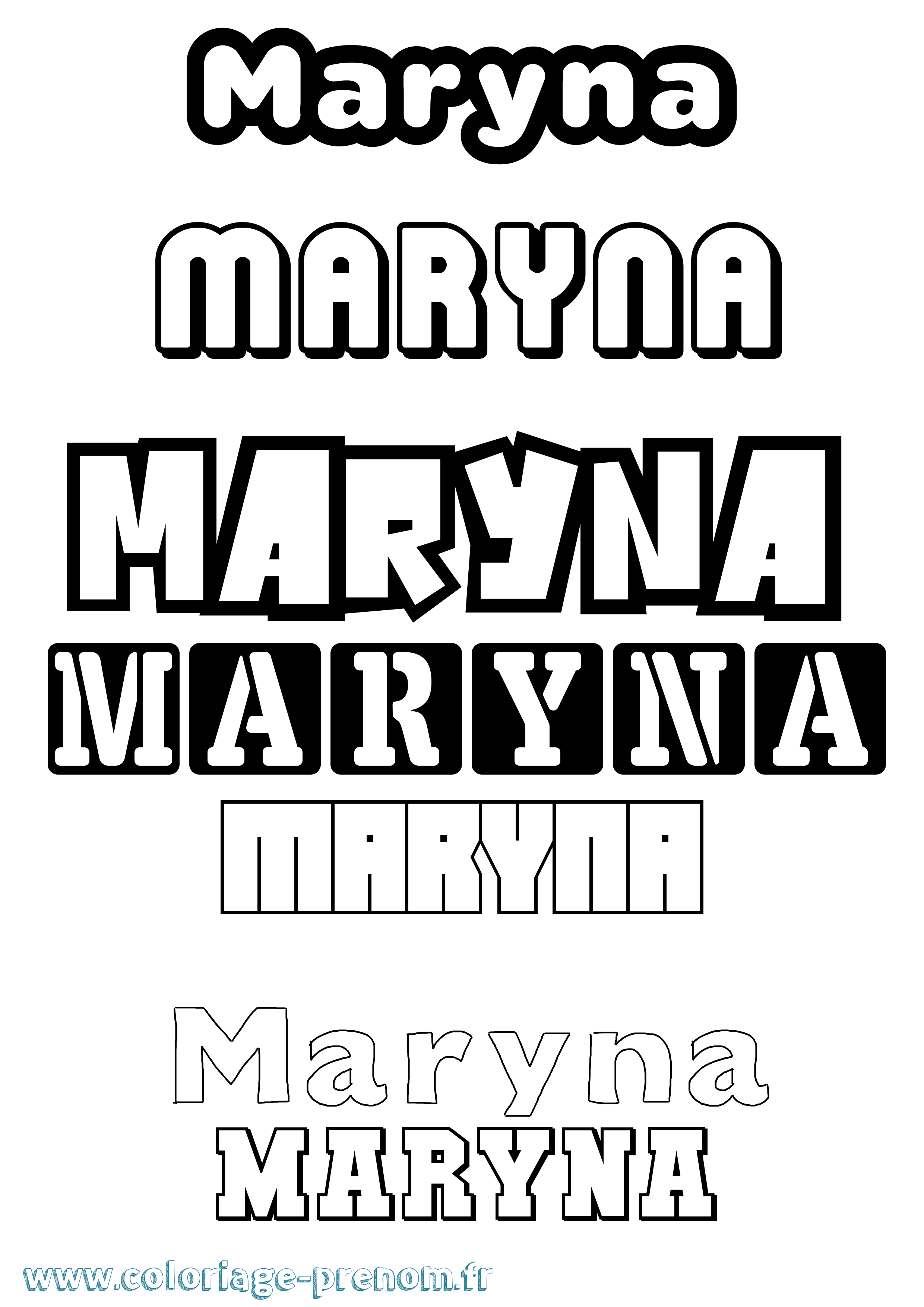 Coloriage prénom Maryna Simple