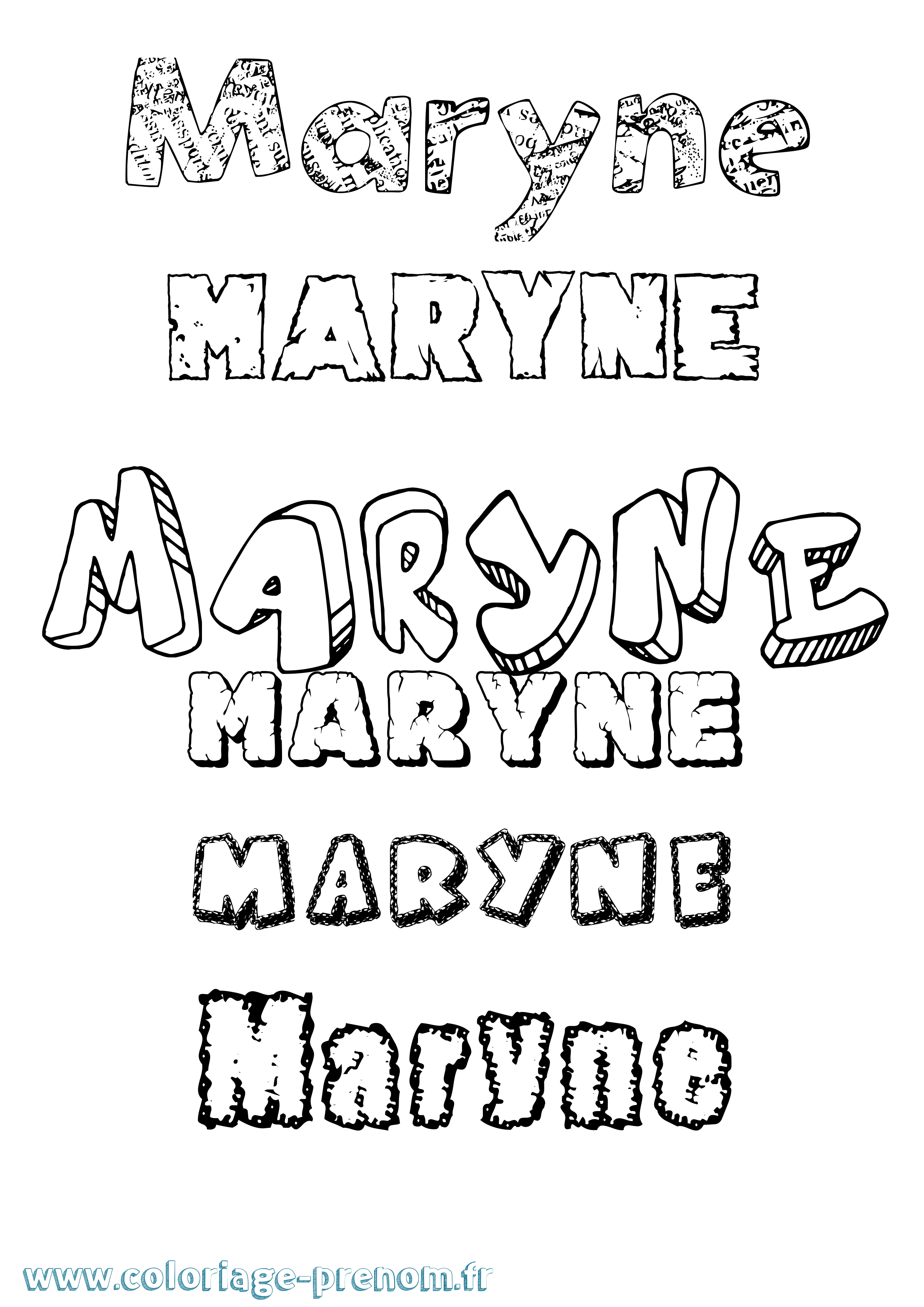 Coloriage prénom Maryne Destructuré