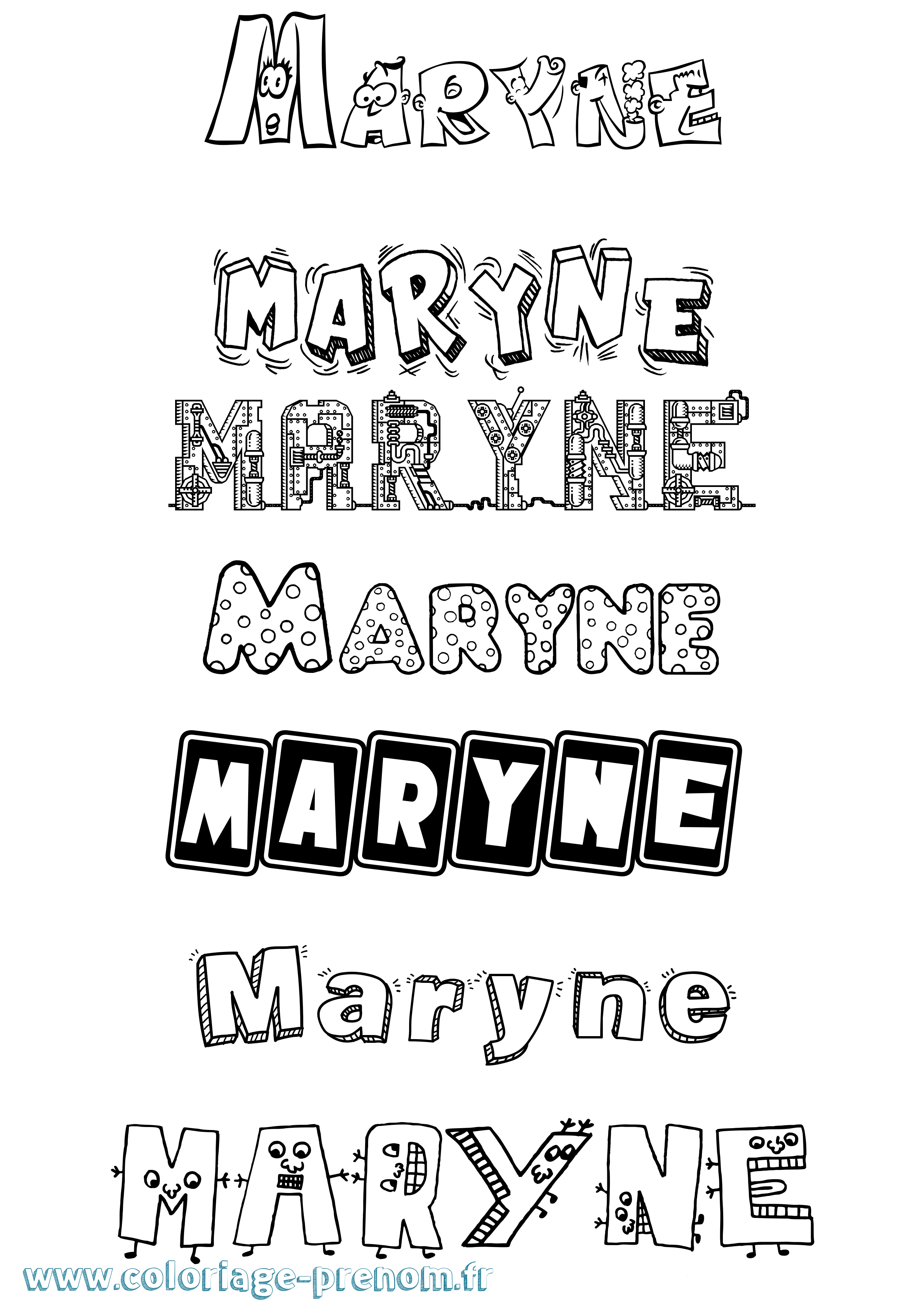Coloriage prénom Maryne Fun