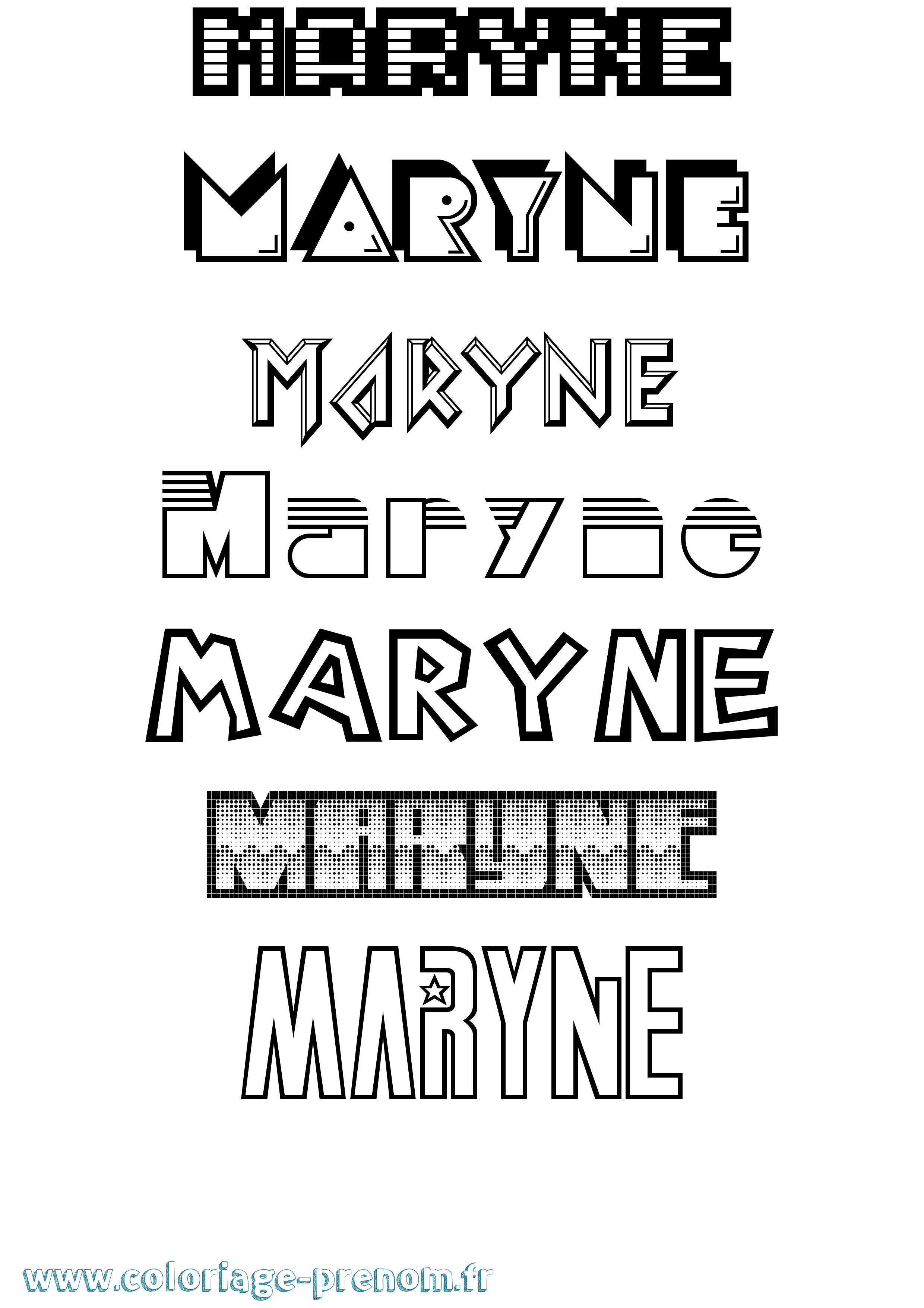 Coloriage prénom Maryne Jeux Vidéos