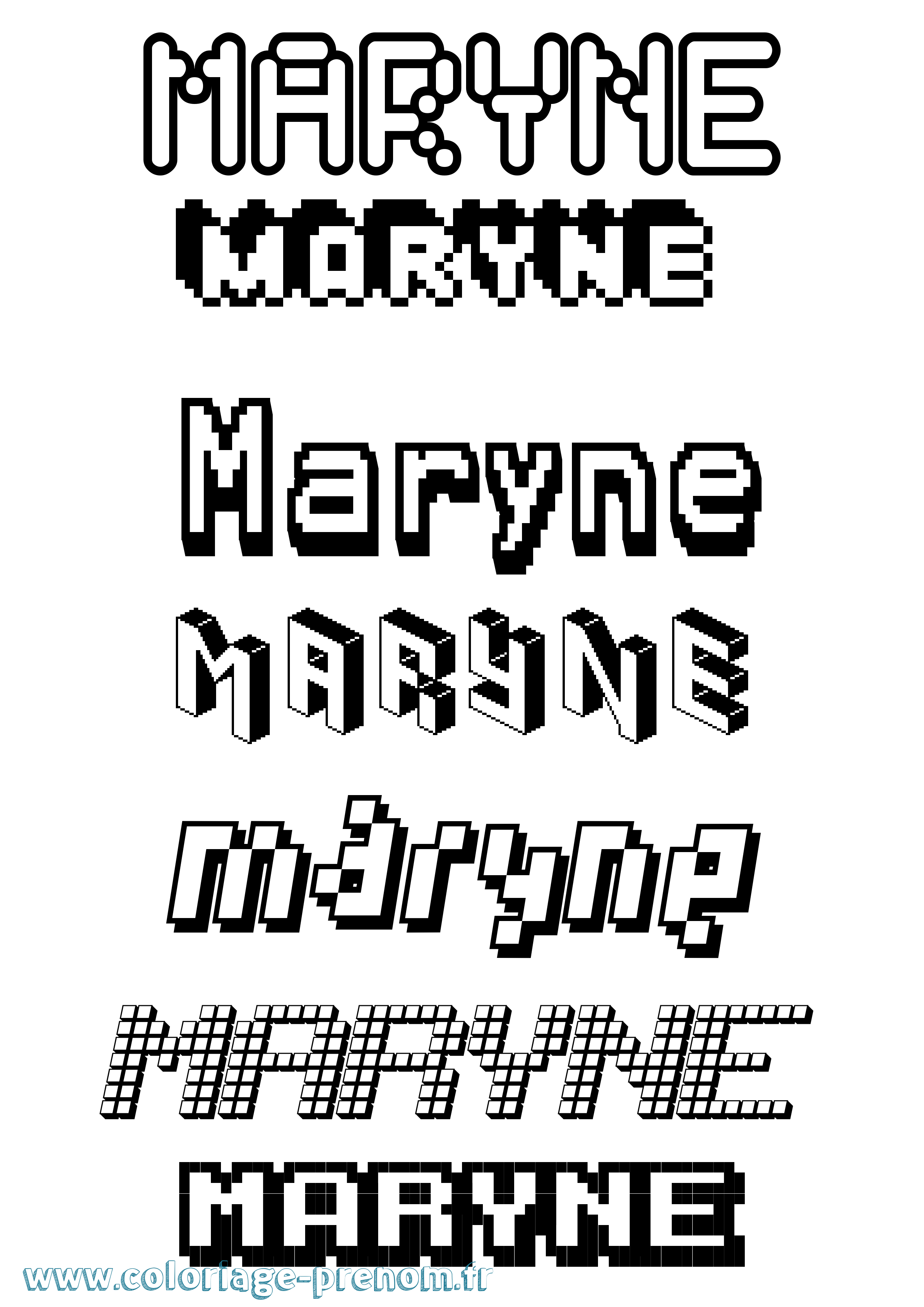 Coloriage prénom Maryne Pixel