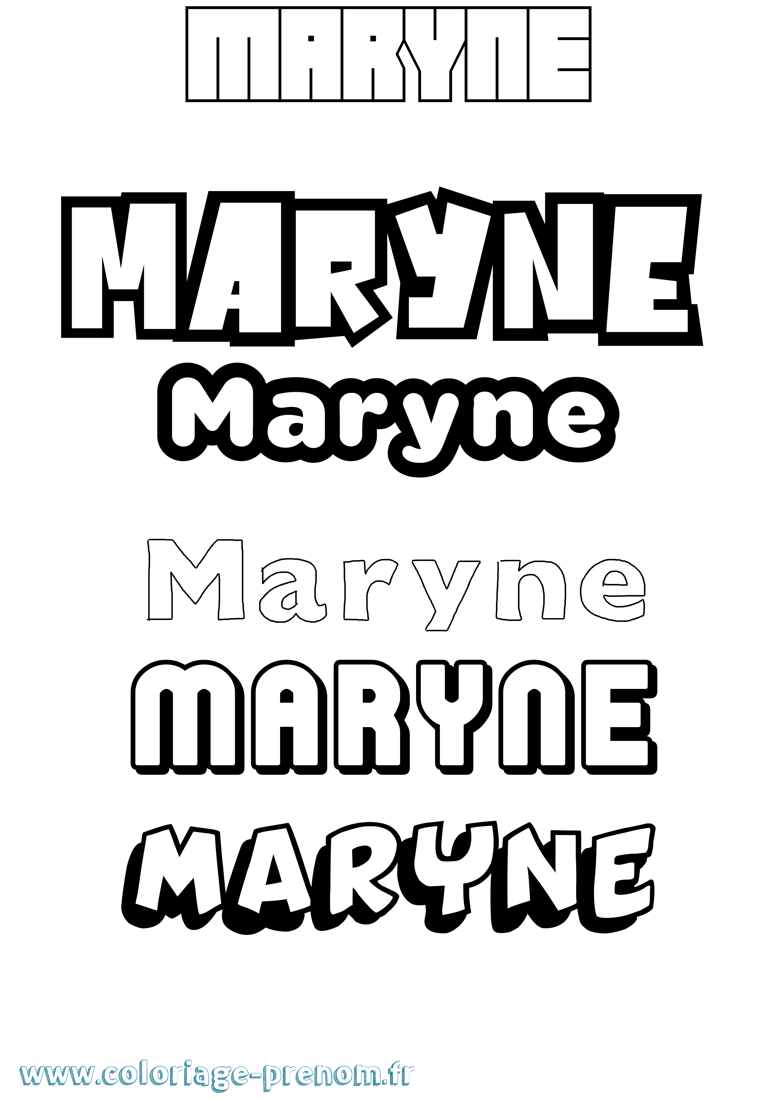 Coloriage prénom Maryne Simple