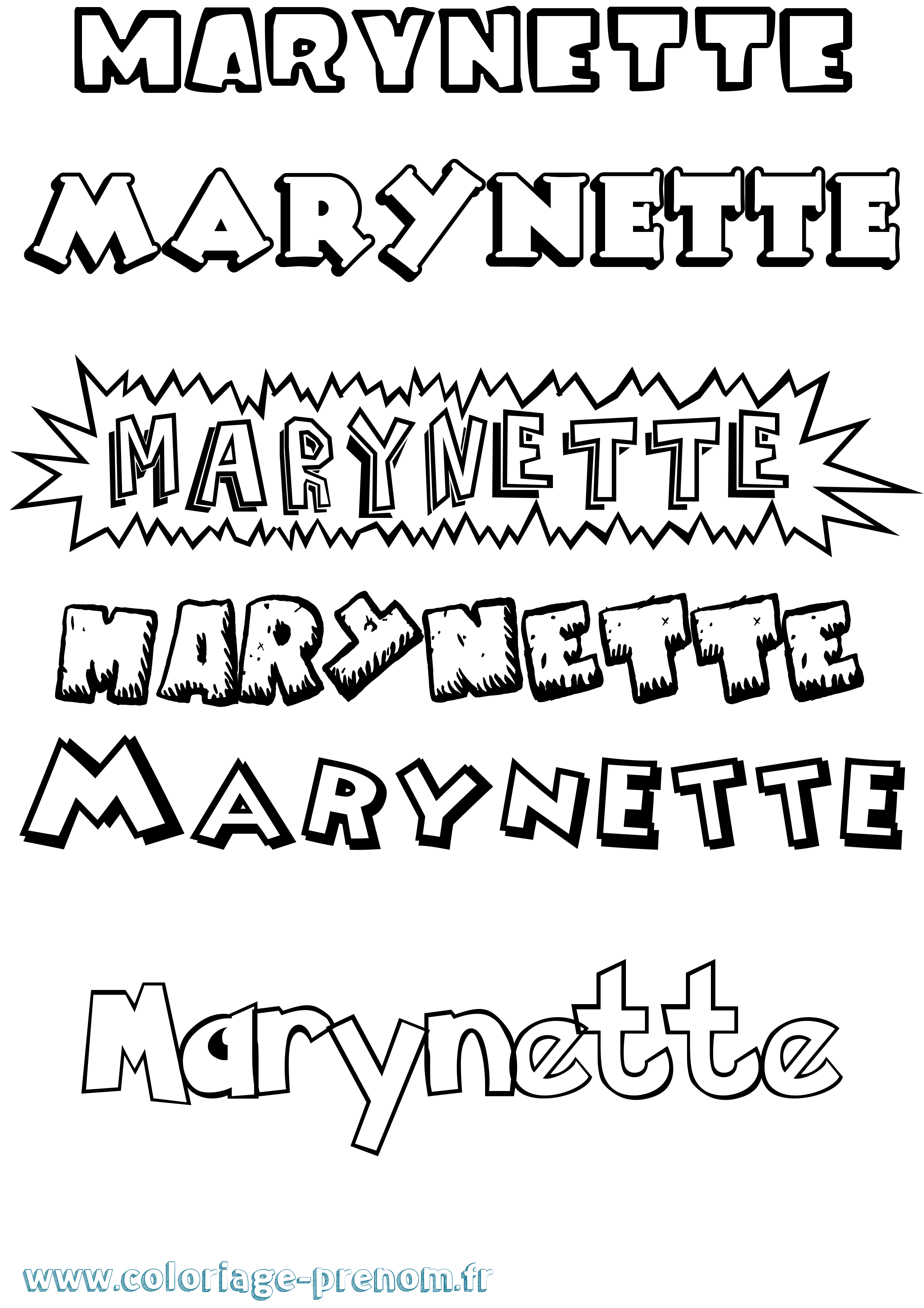 Coloriage prénom Marynette Dessin Animé
